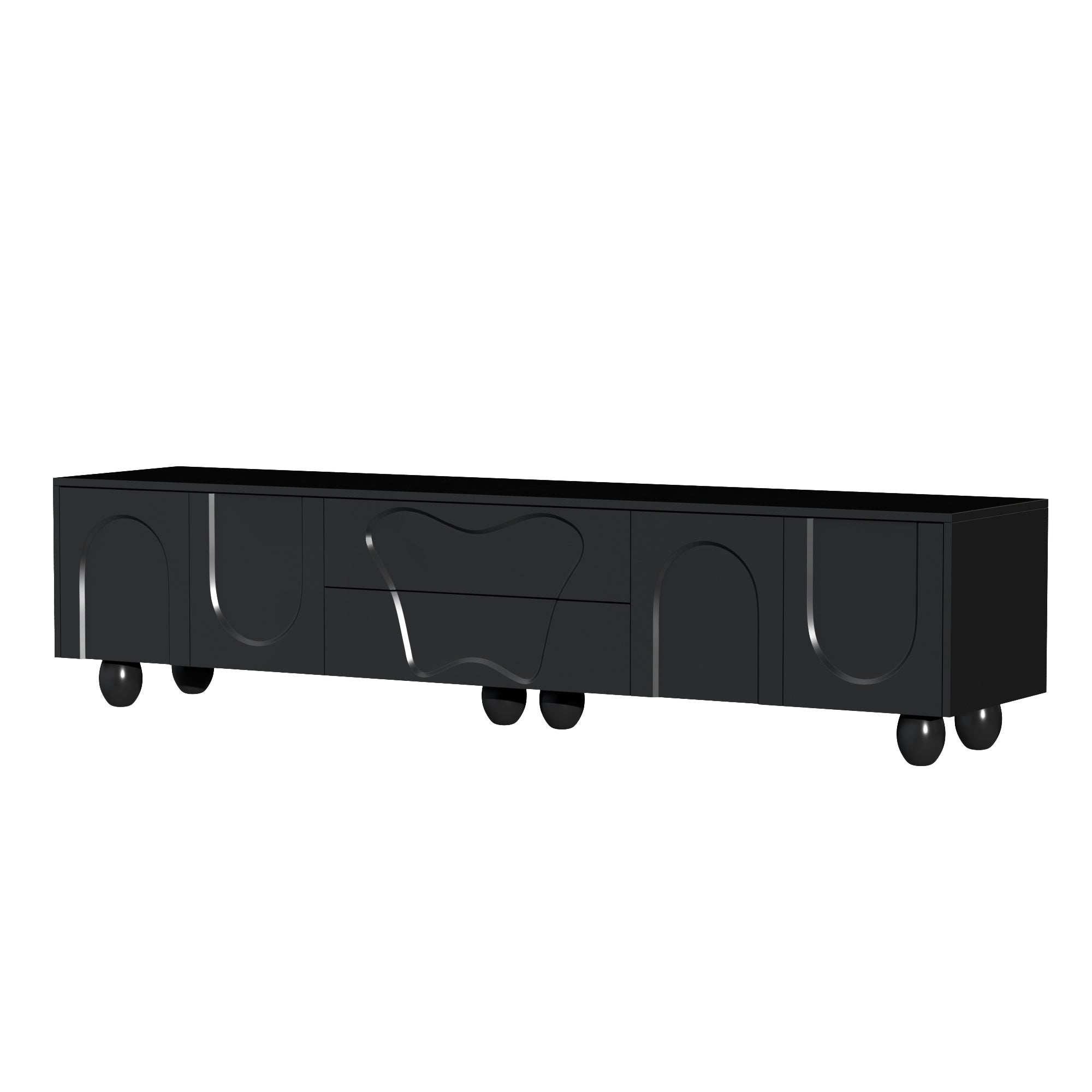 Logidon TV-meubel 180 cm Zwart Modern Kast met Houten Poten