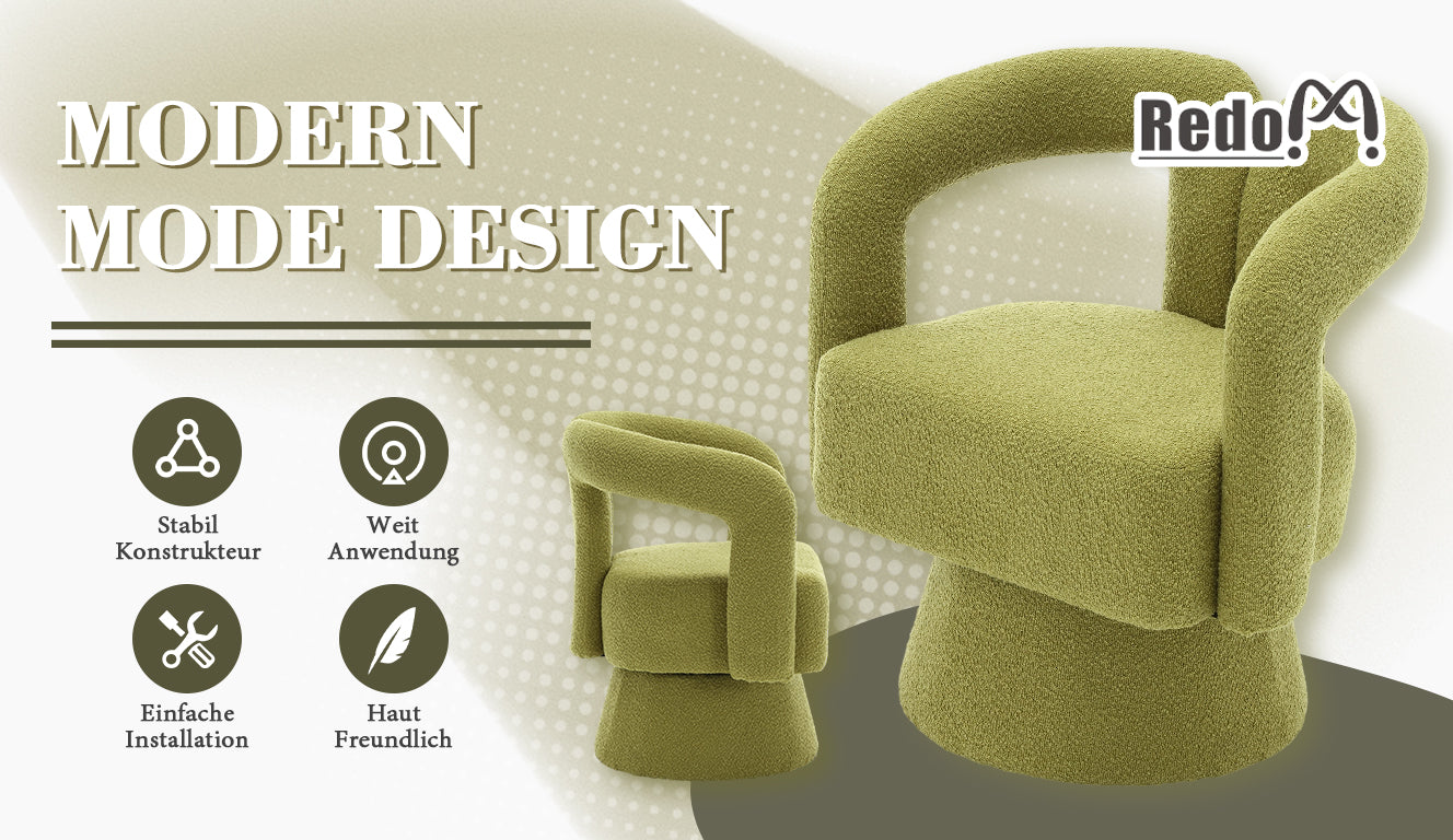 Logidon 360 degree swivel chair Boucle olive green accent chair