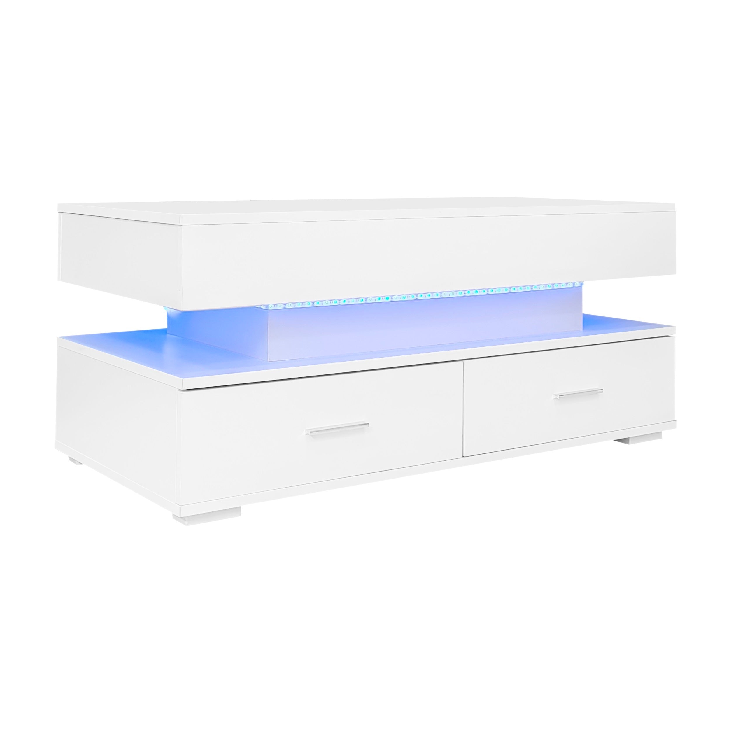 Logidon Hydraulisch in hoogte verstelbare salontafel 100x50x44 cm Wit LED
