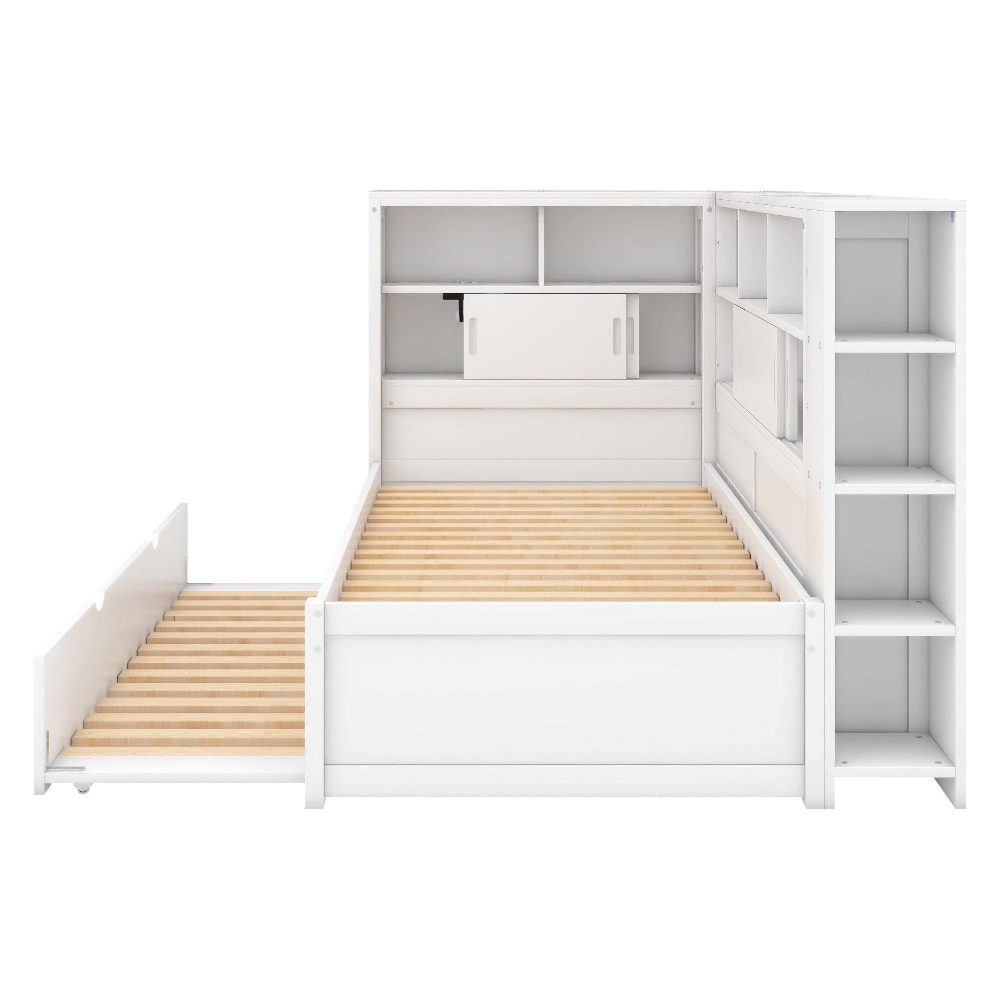 Logidon daybed 90x200cm wit met uitschuifbaar bed en USB opbergvak