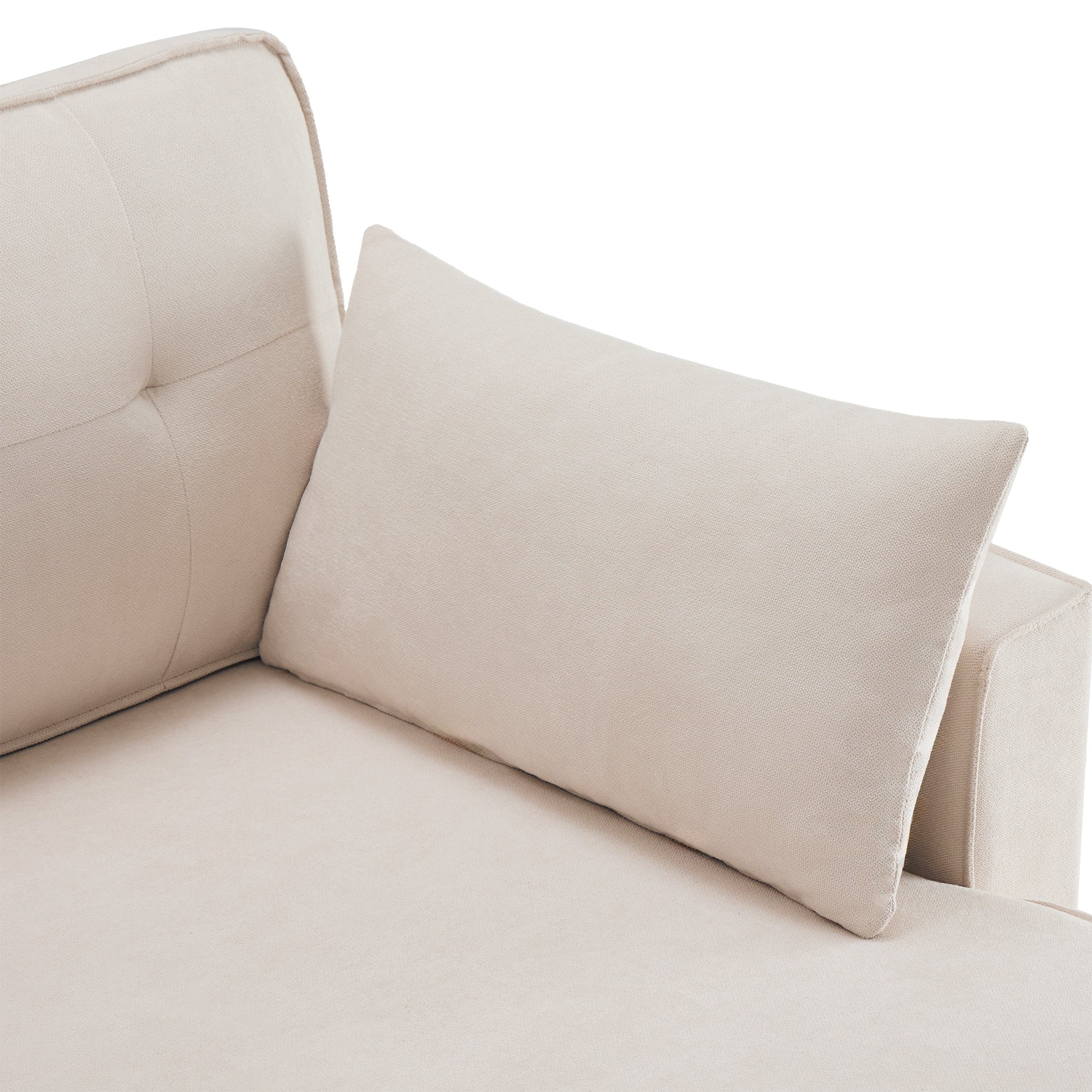 Logidon U-vormige slaapbank, beige stof, grote 4-zits bekerhouder
