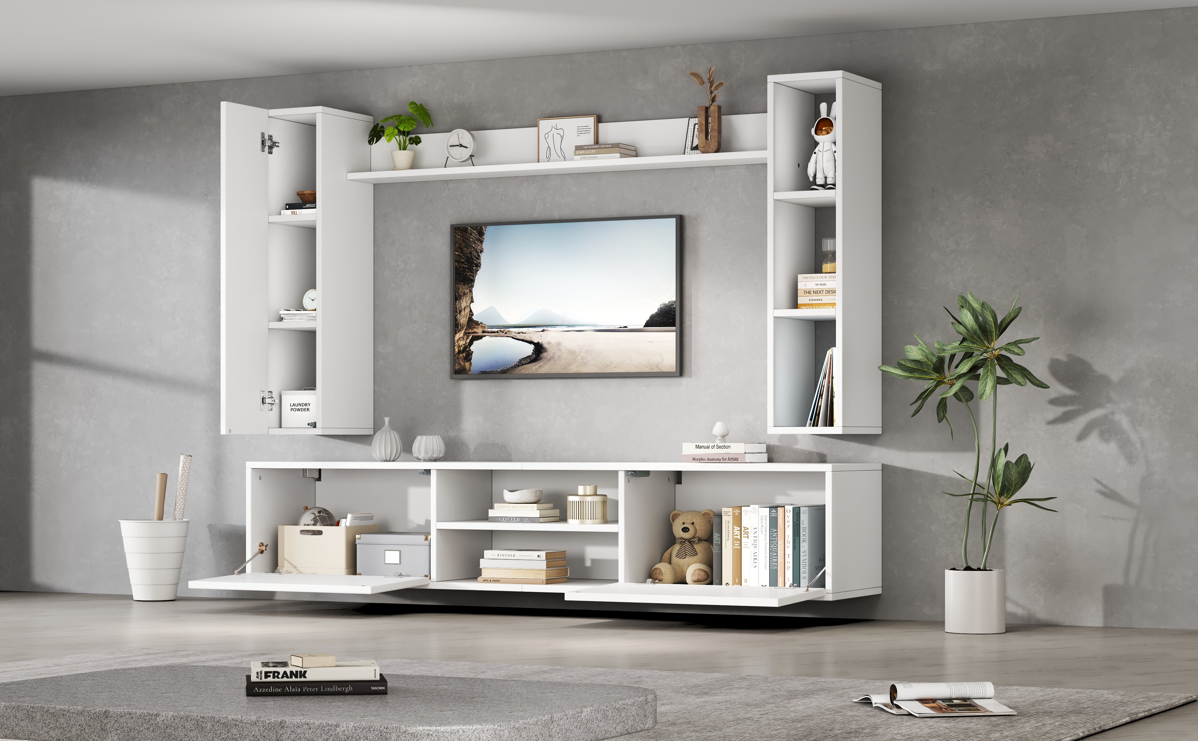 Logidon TV wandmeubel wit 180x35x33,5 cm compleet 4 delen