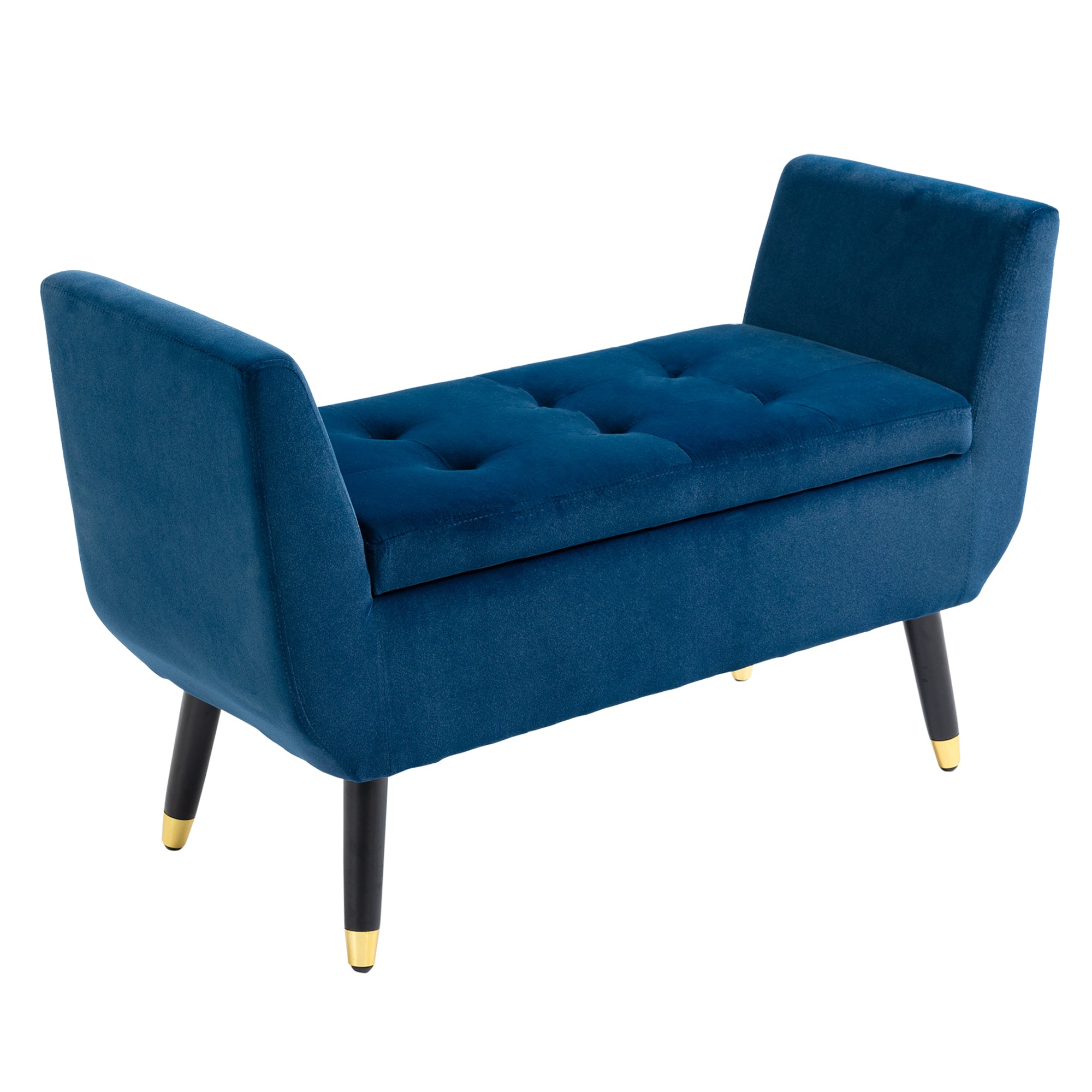 Logidon luxe bank met opbergruimte en armleuningen blauw 107x42x65 cm