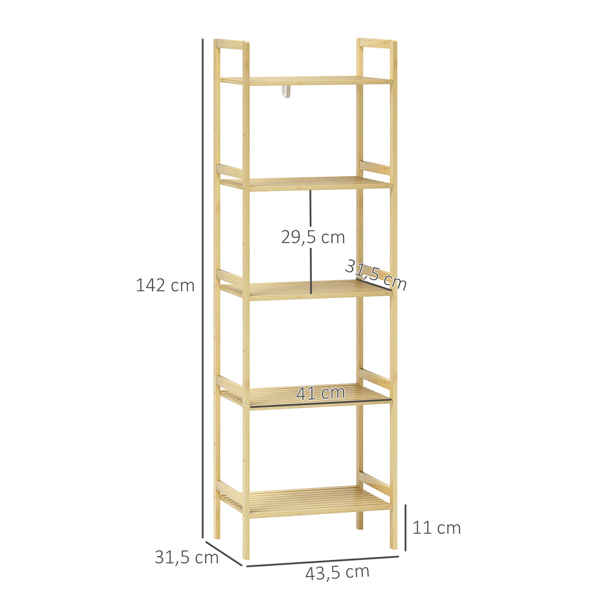 Logidon badkamerplank bamboe - 5 verstelbare niveaus, 142 cm hoog