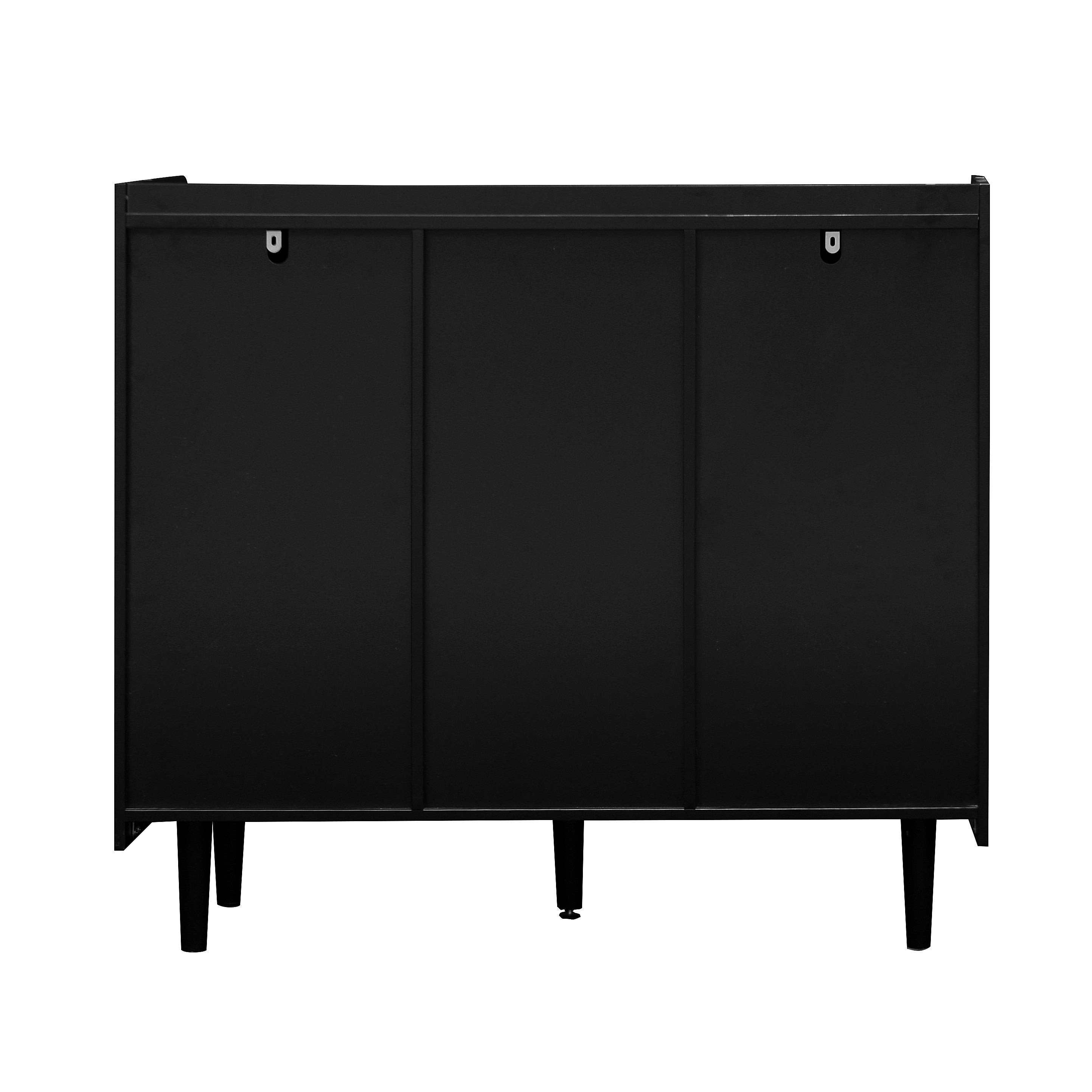 Logidon Dressoir Zwart Met Rode Deuren 2 Lades 90x40x80 cm