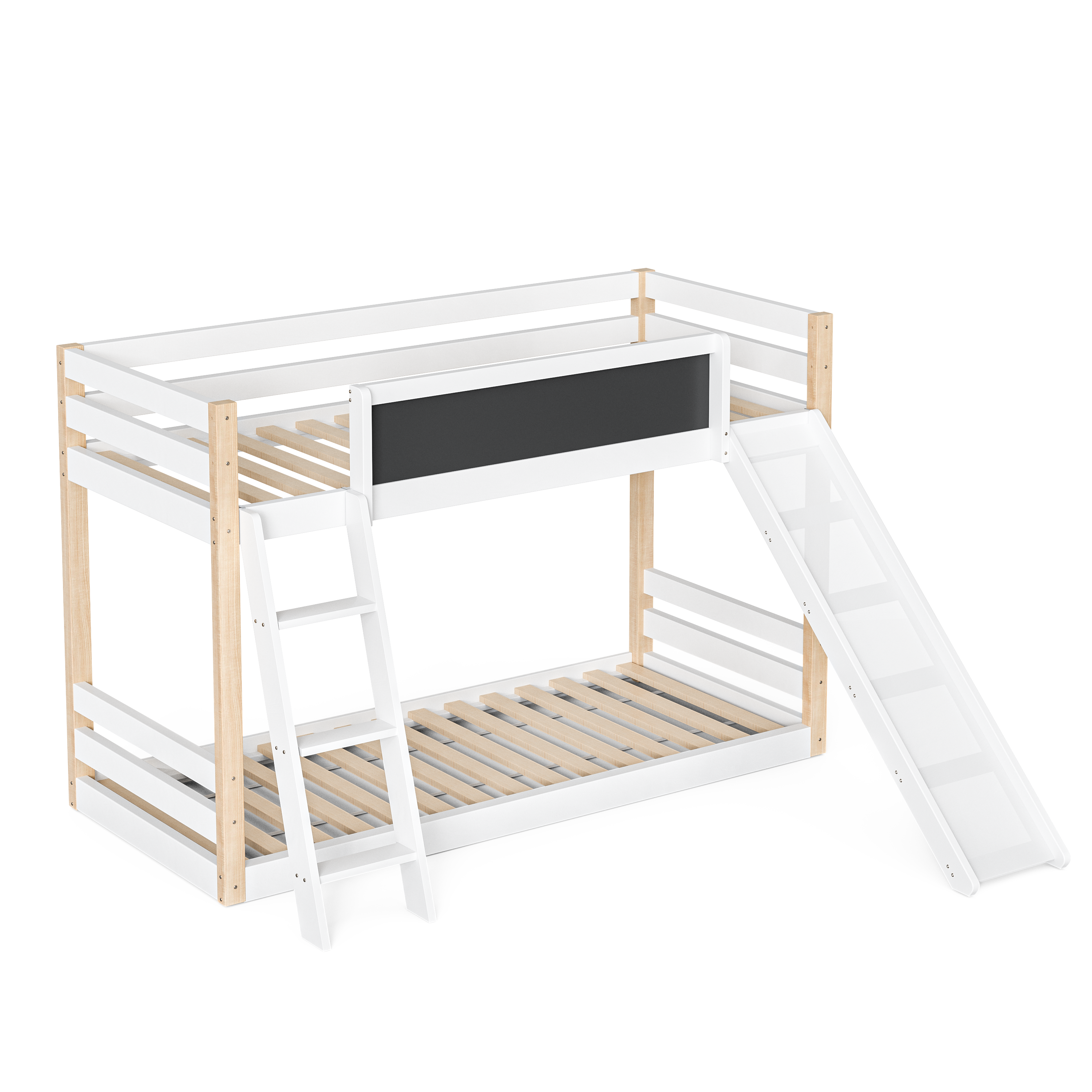 Logidon Stapelbed Kind Met Glijbaan En Trap 90x200 Wit