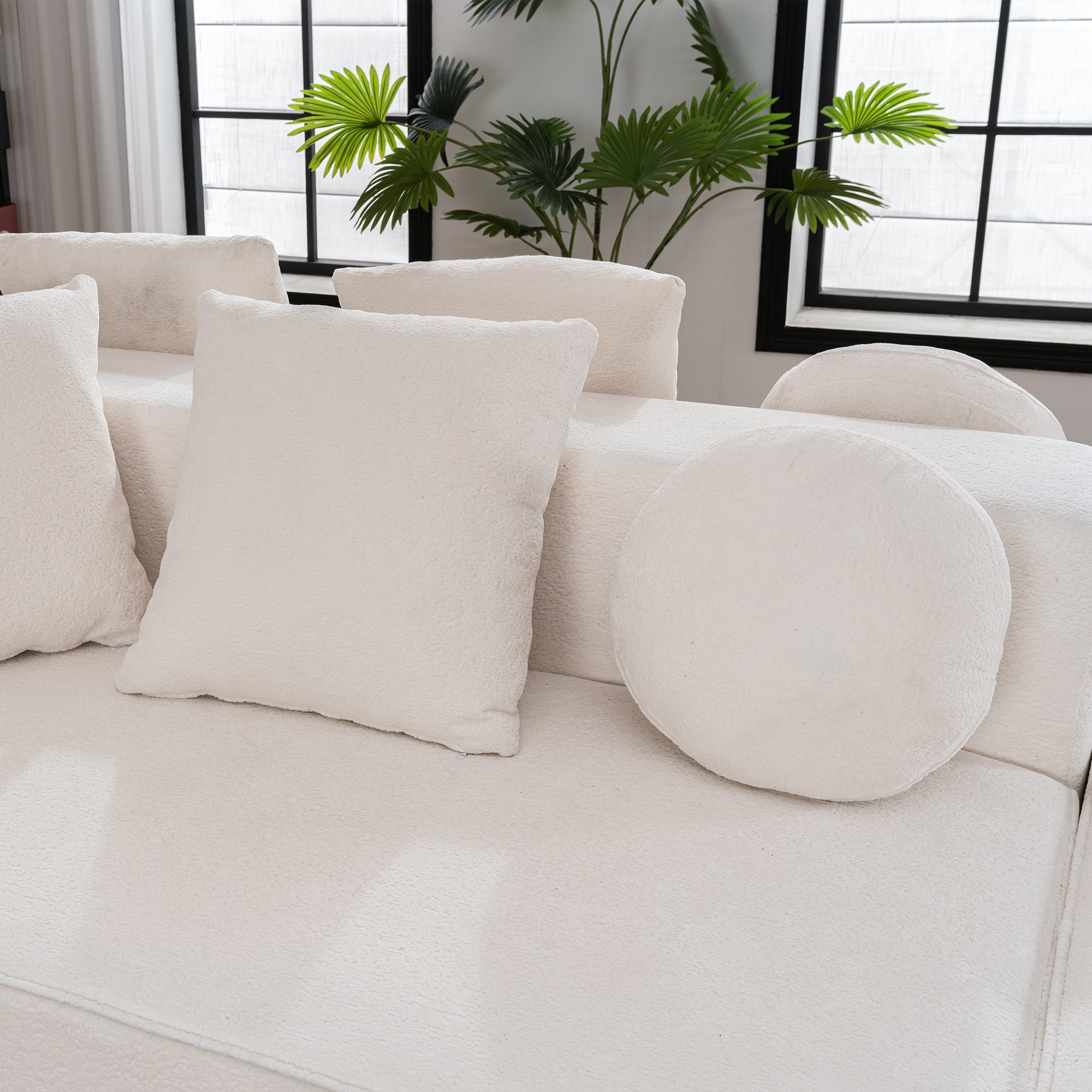 Logidon Modulaire Cloud Sofa 5-zits fluwelen wit fluweel, geen montage