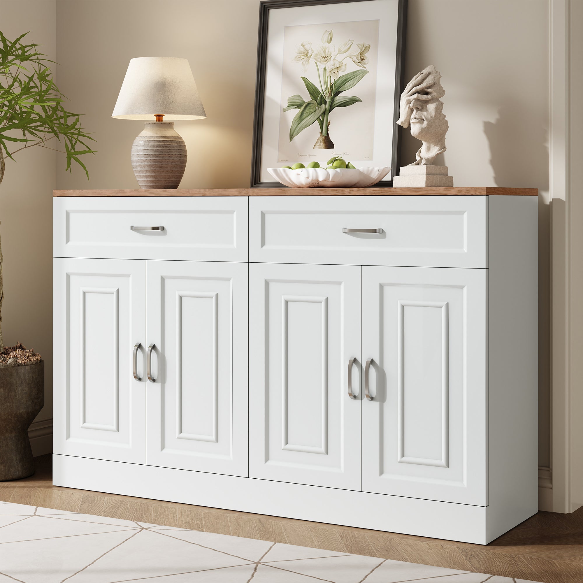 Logidon dressoir 120 cm wit houtlook met 4 deuren en 2 lades