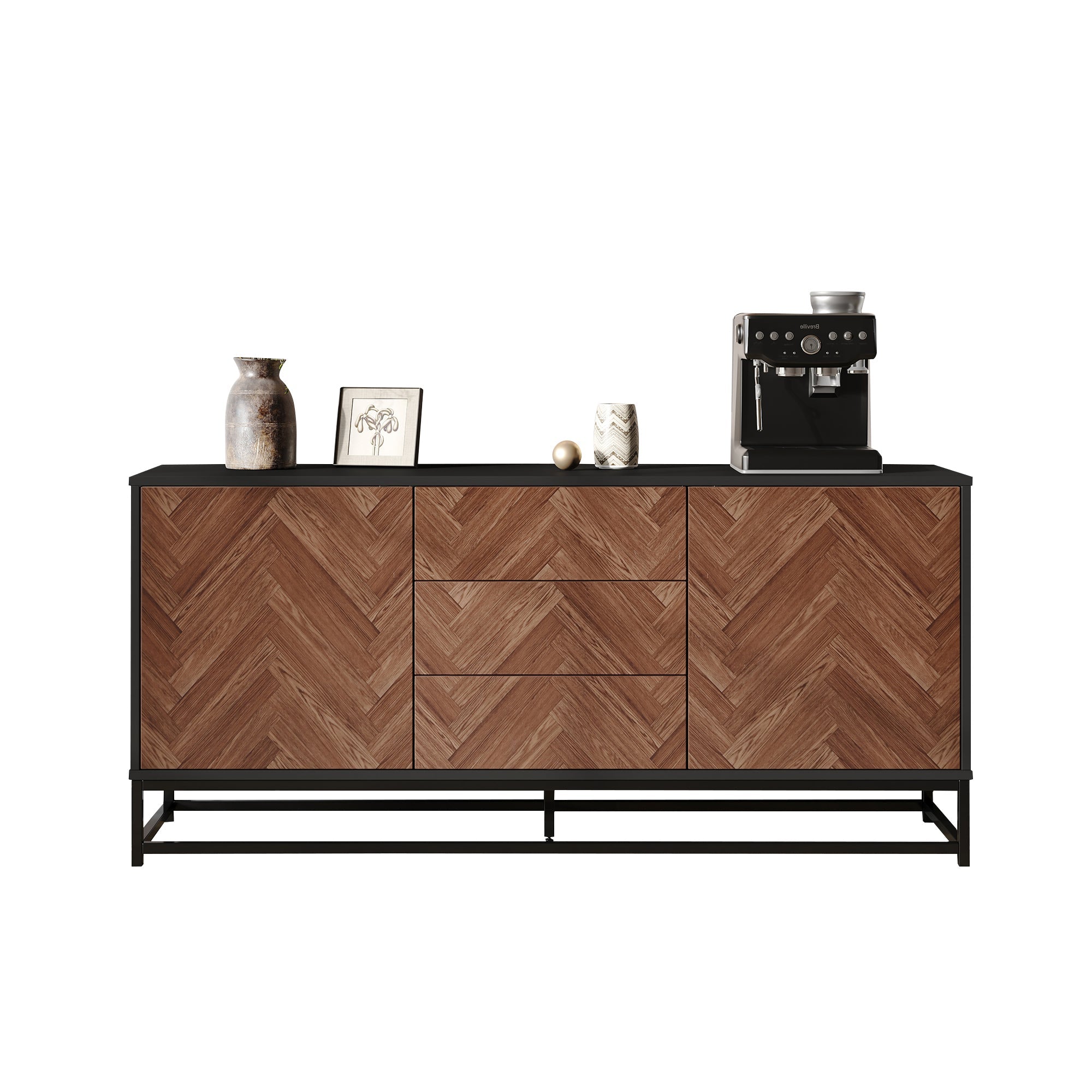 Logidon dressoir 145x40x67 Moderne ladekast 3 laden 2 deuren