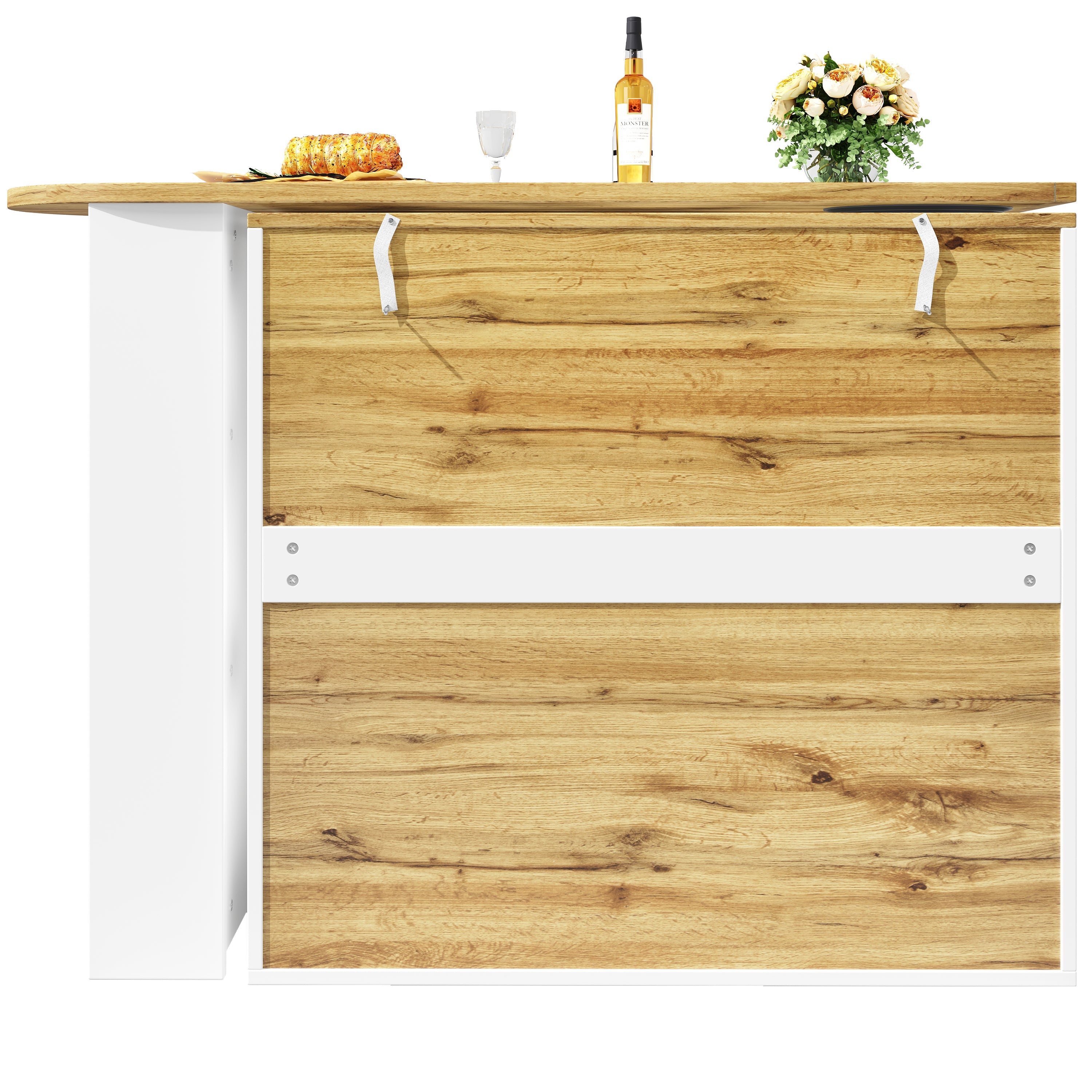 Logidon 360° Draaibare Bartafel Keukeneiland Wit Zwart Met Opbergruimte