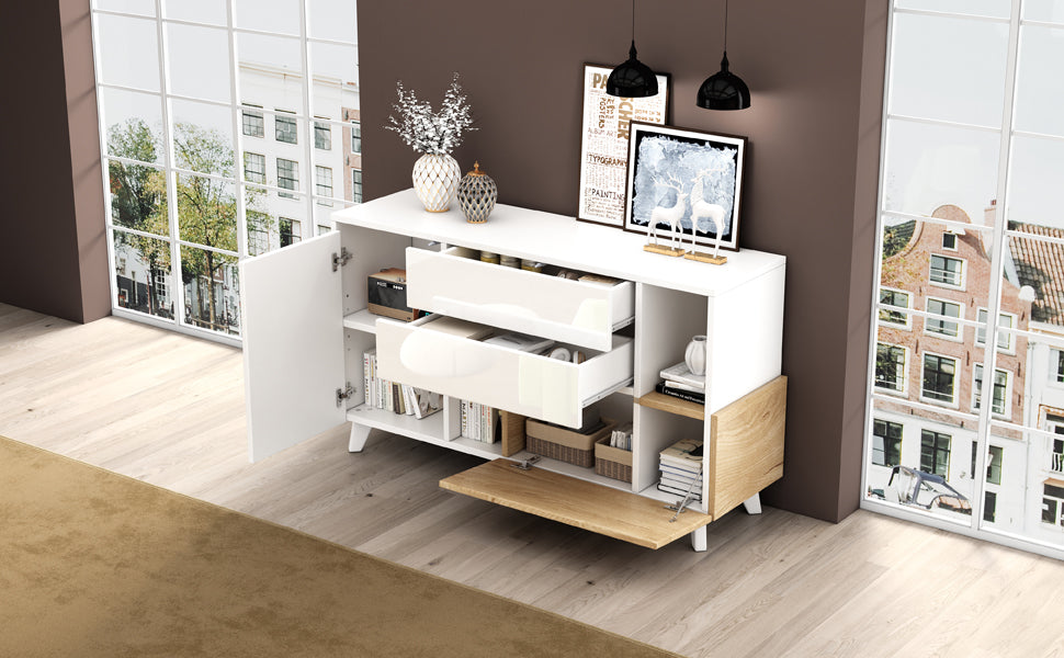 Logidon dressoir hoogglans wit 130x40x70 cm met opbergruimte