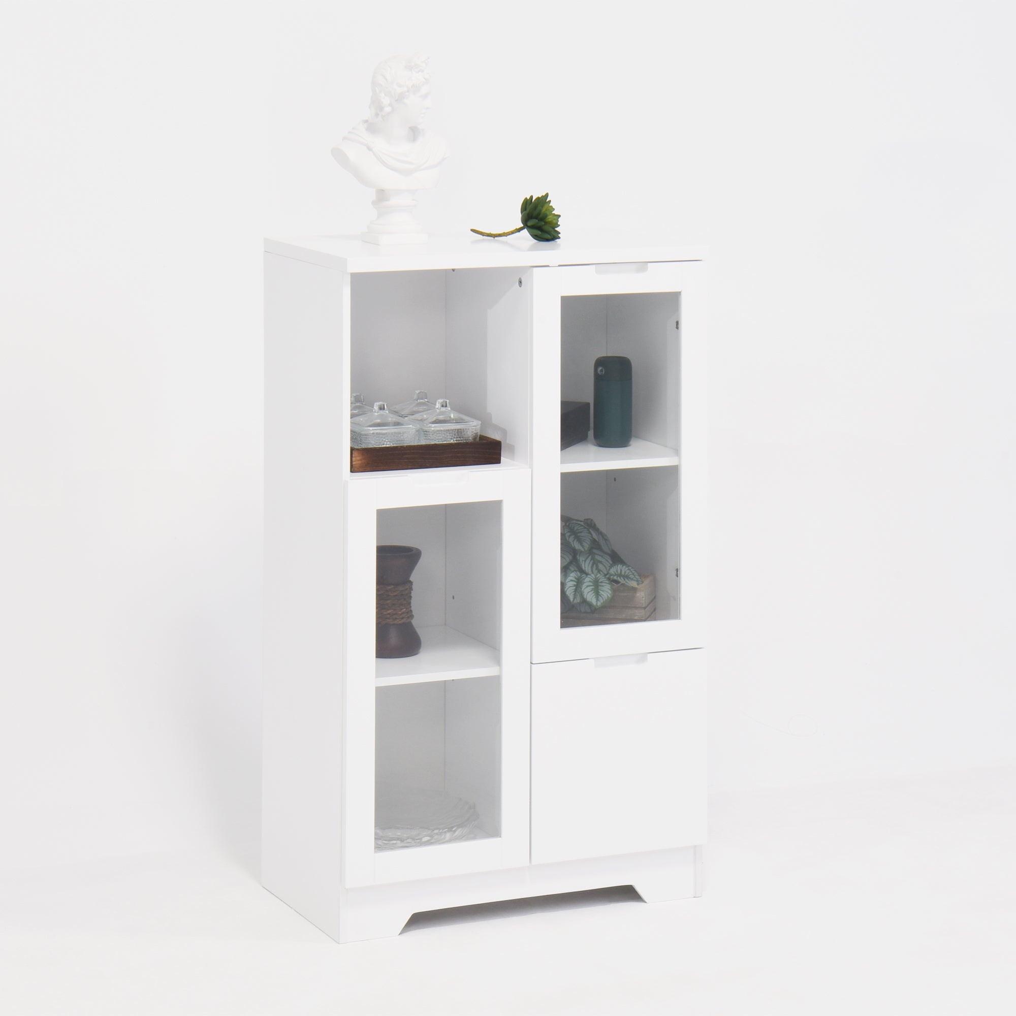 Logidon Witte MDF Kast Met Glazen Deurtjes En Lade 100cm
