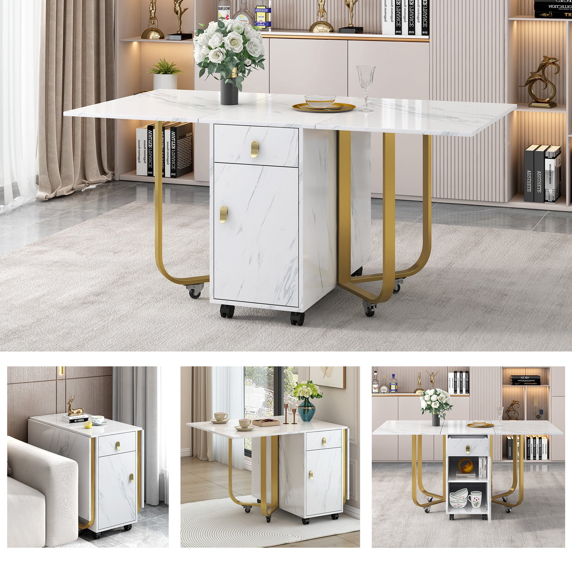 Logidon eettafelgroep 150x80 cm opklapbaar met 4 fluwelen stoelen groen