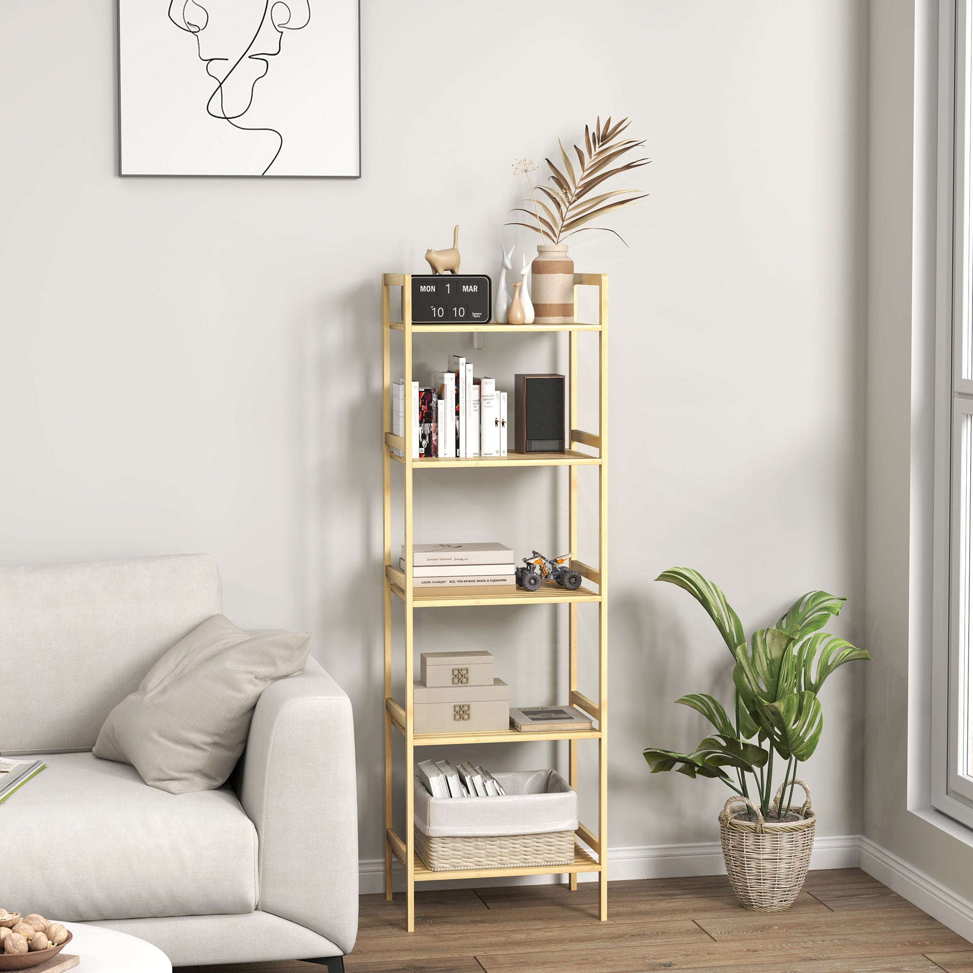 Logidon badkamerplank bamboe - 5 verstelbare niveaus, 142 cm hoog
