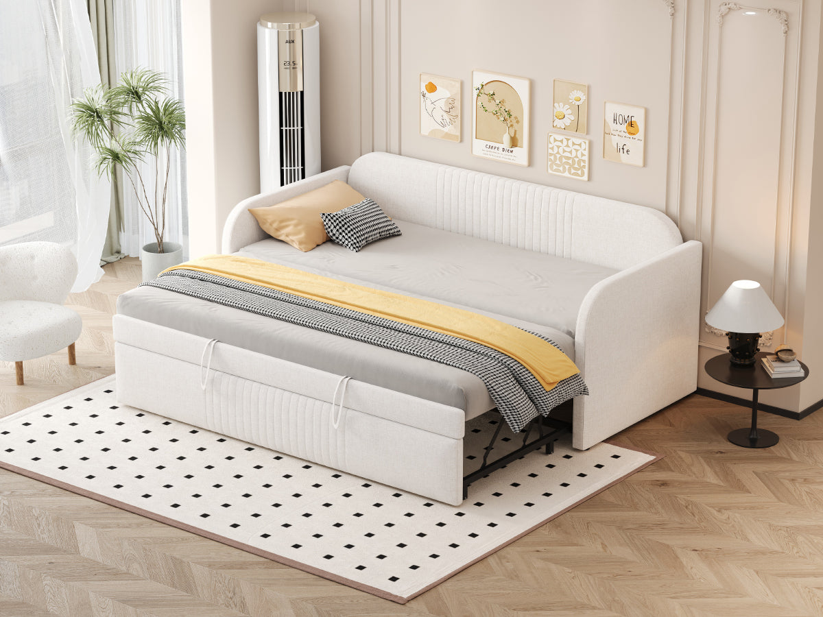 Logidon gestoffeerd bed slaapbank 90/180 lattenbodem beige