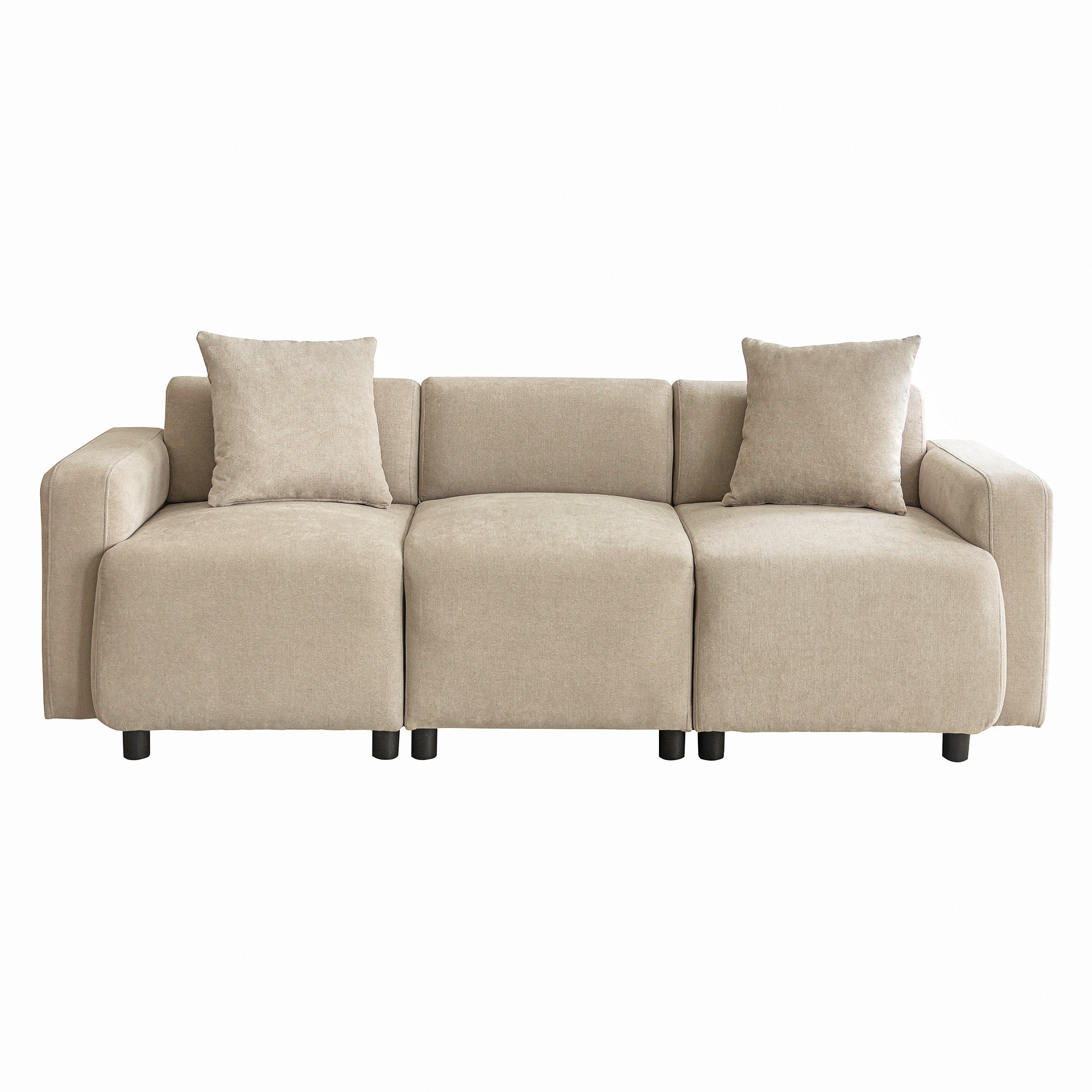 Logidon Regular Sofa Beige Chenille 3 Seater Living Room Sofa