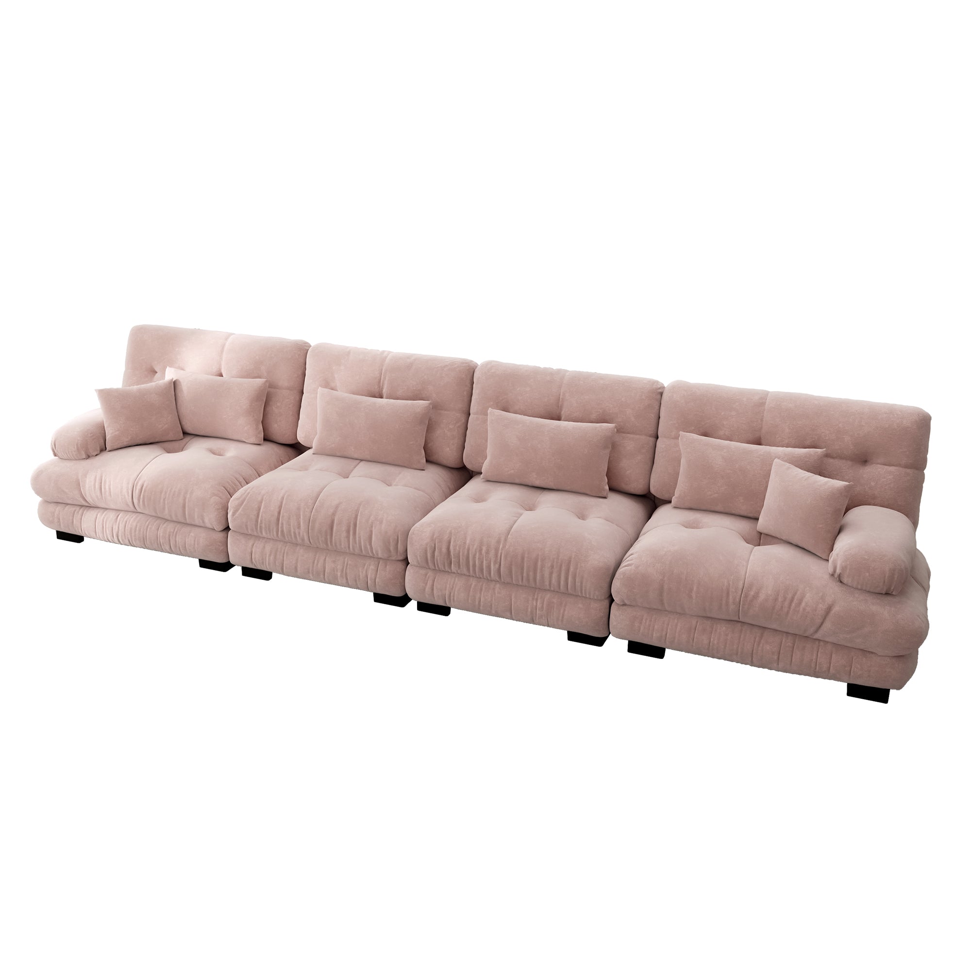 Logidon 4-zits modulaire hoekbank slaapbank roze chenille