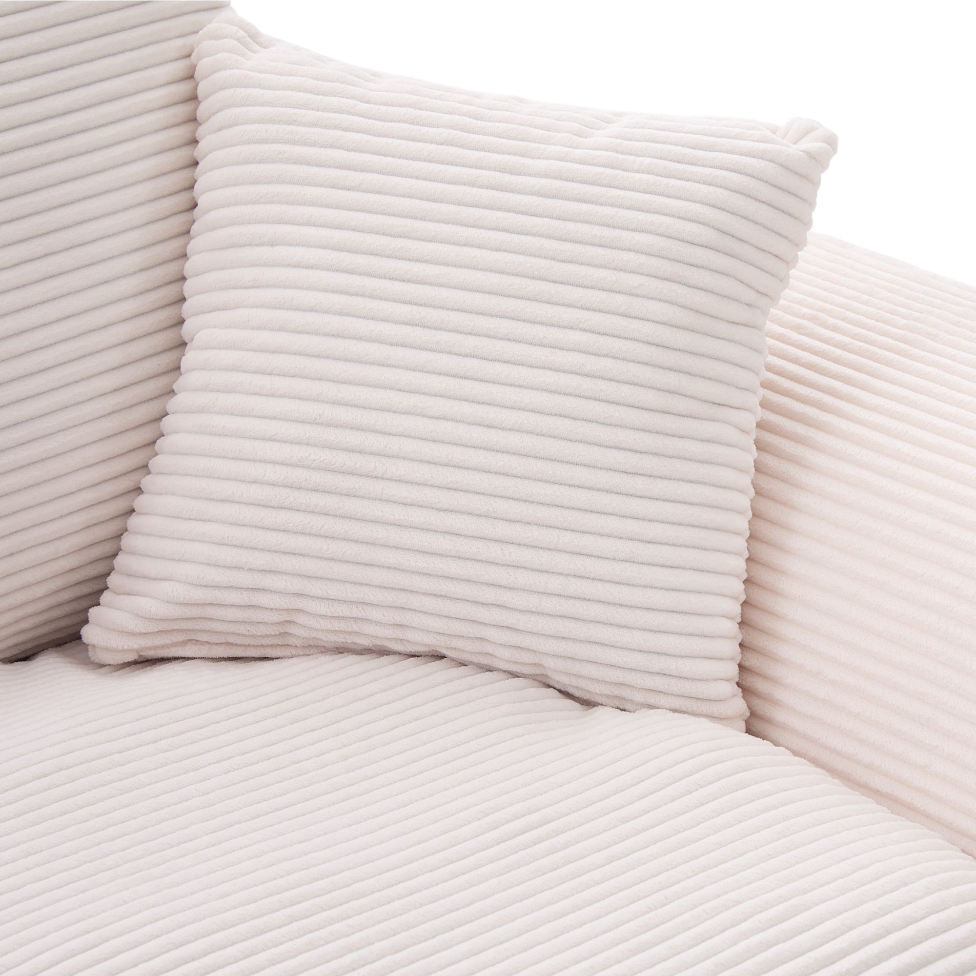 Logidon moderne 1-zits stoffen bank beige corduroy stof met kussens