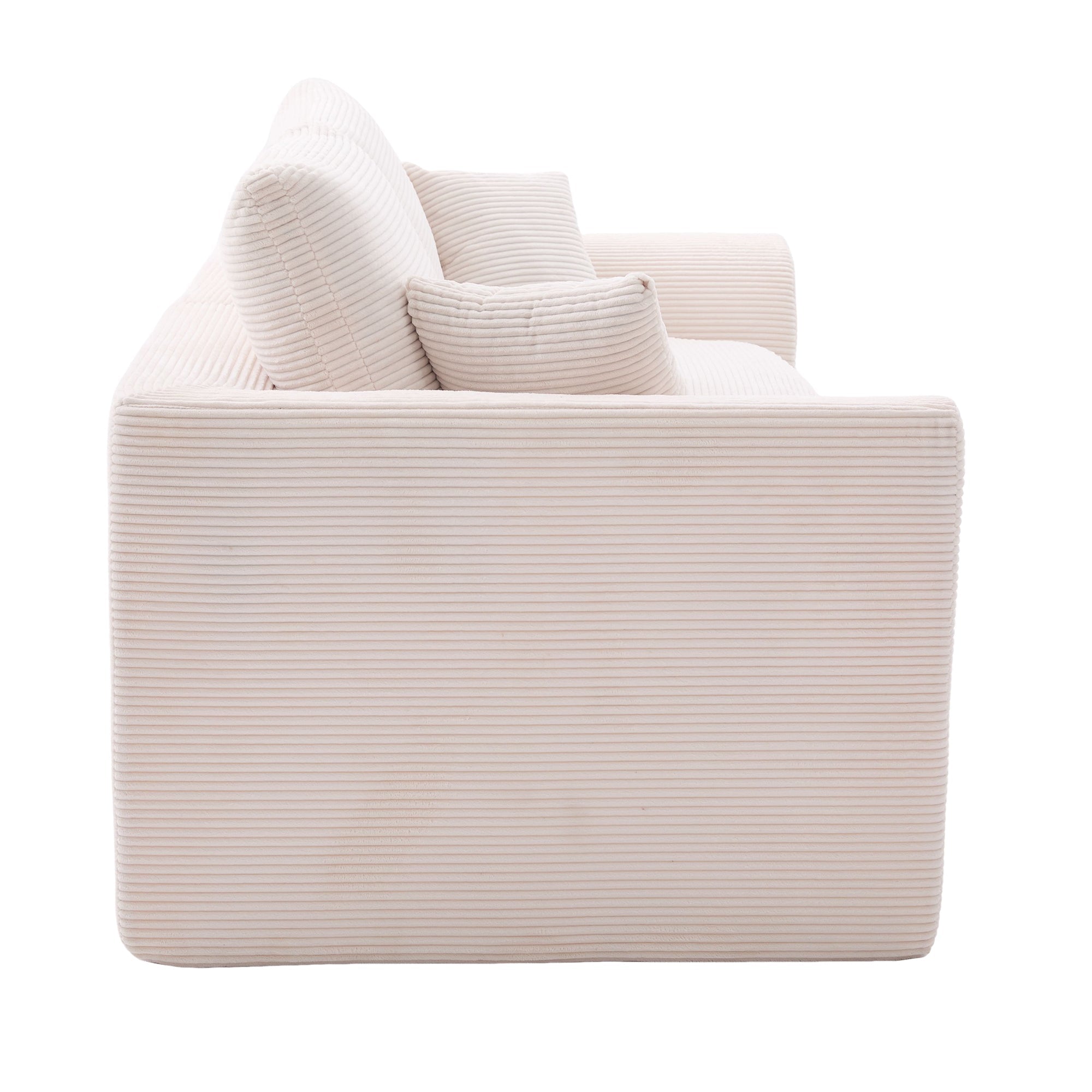 Logidon moderne 1-zits stoffen bank beige corduroy stof met kussens
