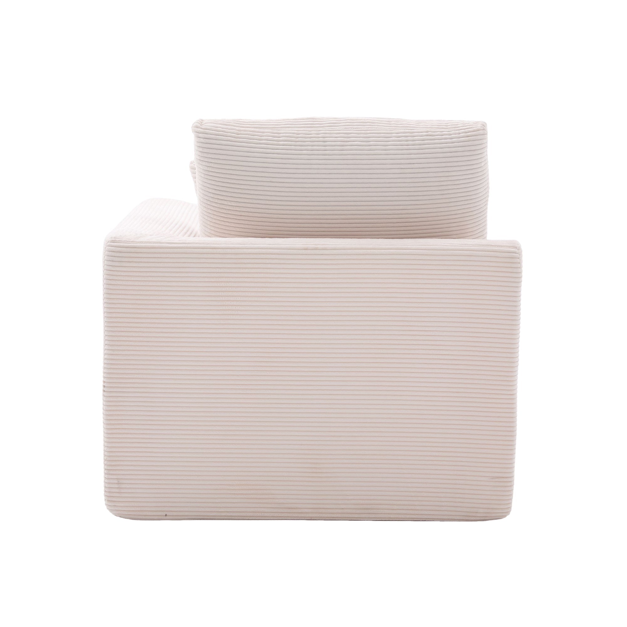 Logidon moderne 1-zits stoffen bank beige corduroy stof met kussens