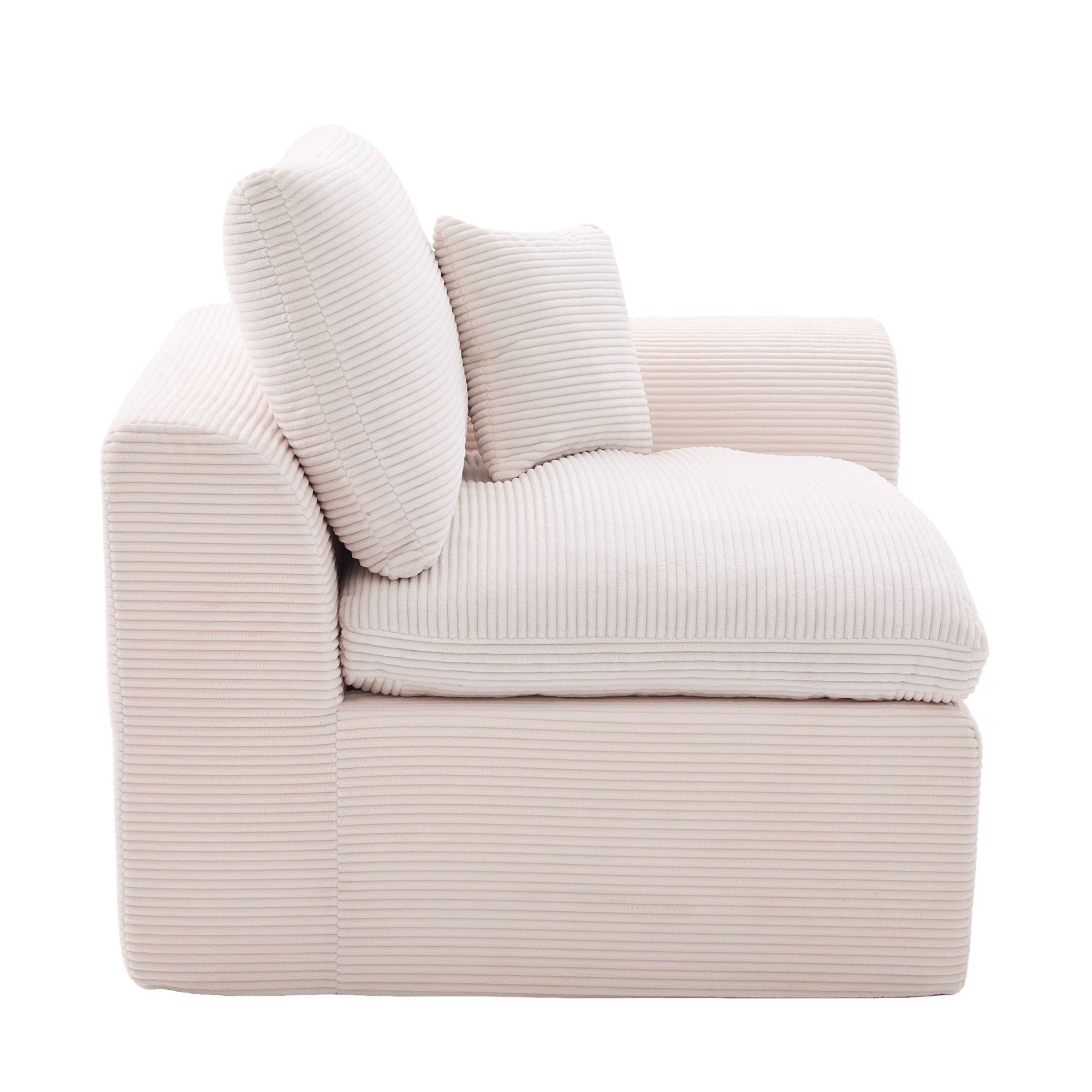Logidon moderne 1-zits stoffen bank beige corduroy stof met kussens