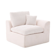 Logidon moderne 1-zits stoffen bank beige corduroy stof met kussens