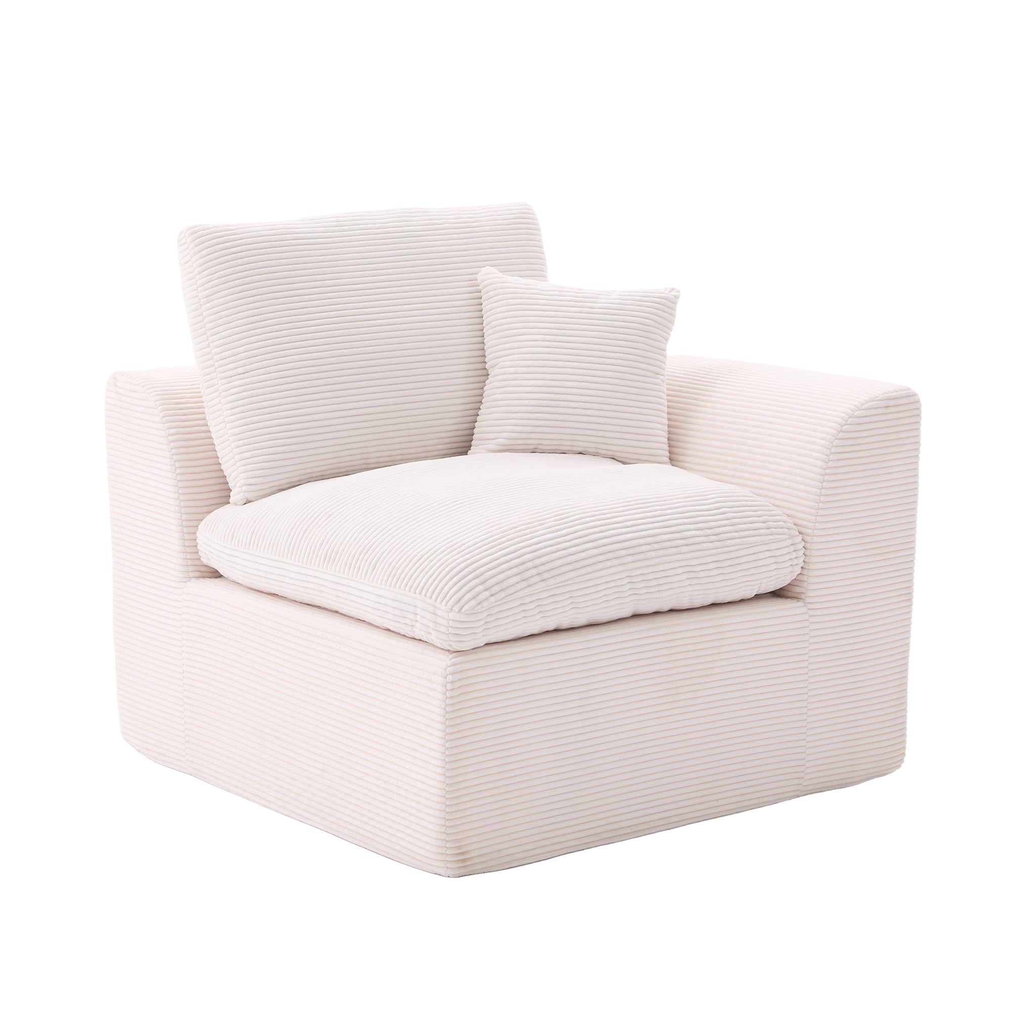 Logidon moderne 1-zits stoffen bank beige corduroy stof met kussens