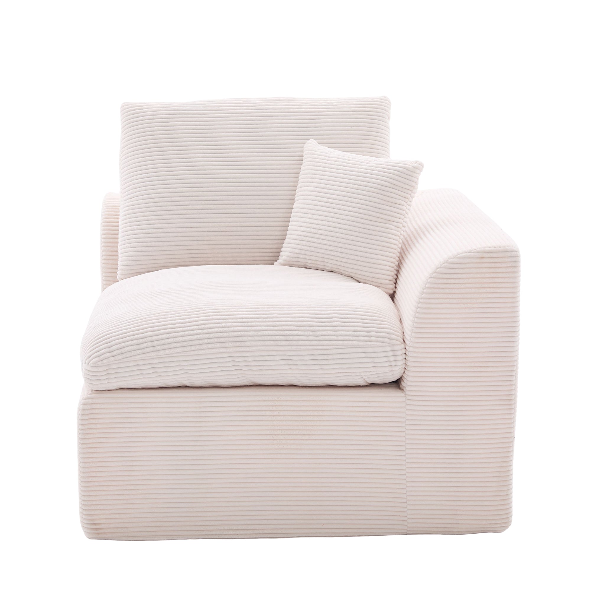 Logidon moderne 1-zits stoffen bank beige corduroy stof met kussens