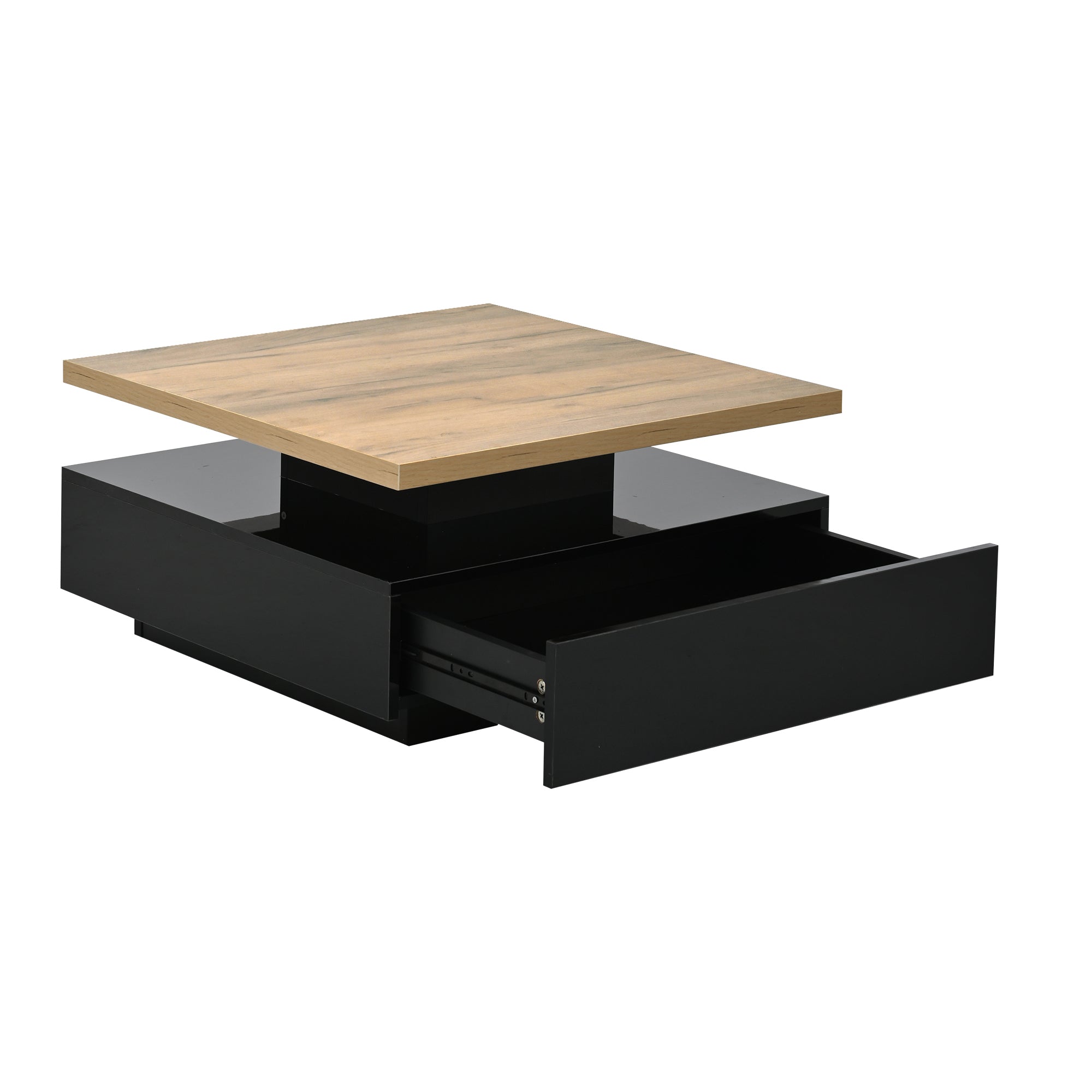 Logidon Vierkante Draaibare Salontafel 70x70 cm Bruin 360 graden