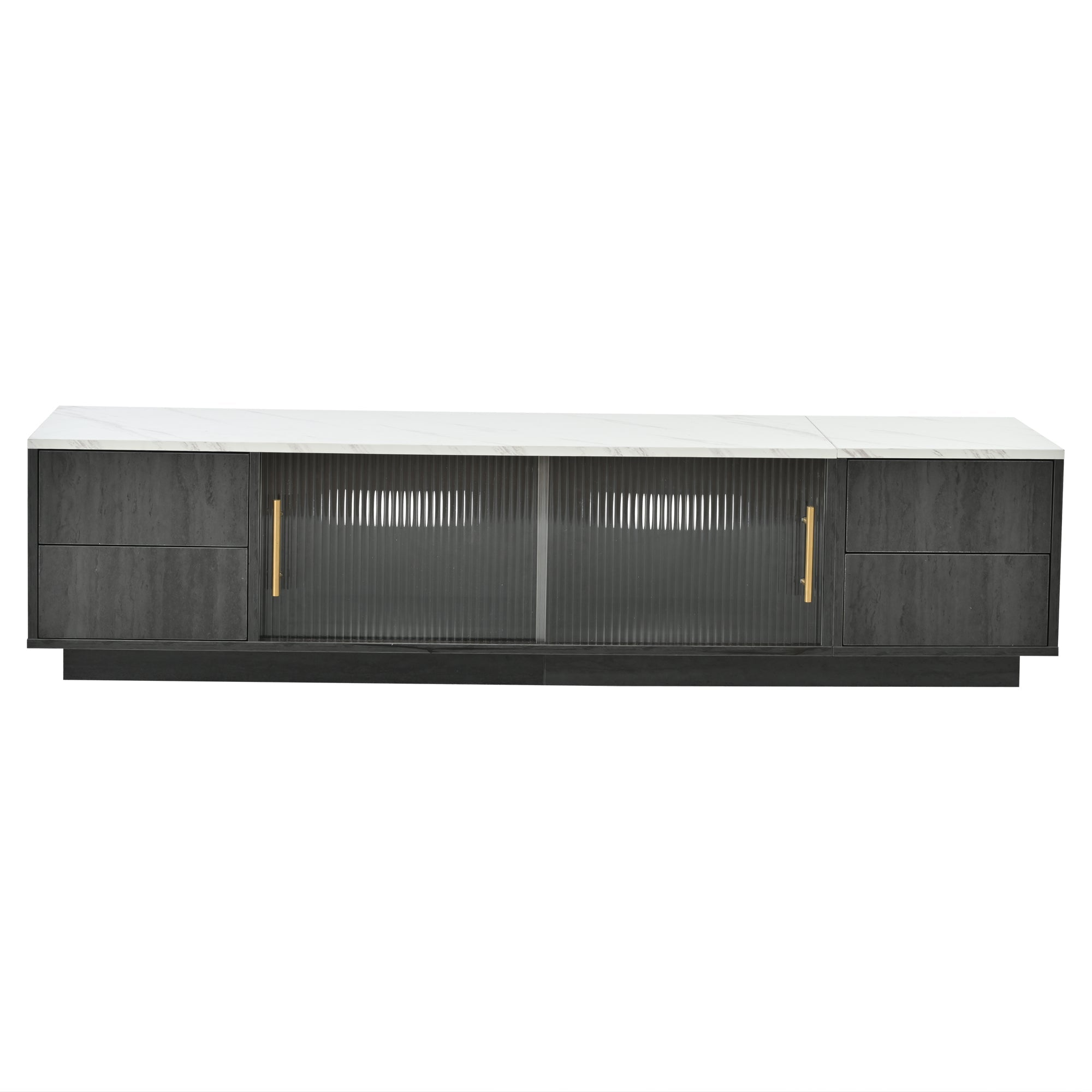 Logidon Deluxe TV-meubel 160 cm grijze marmerlook laden met openklapbare lades