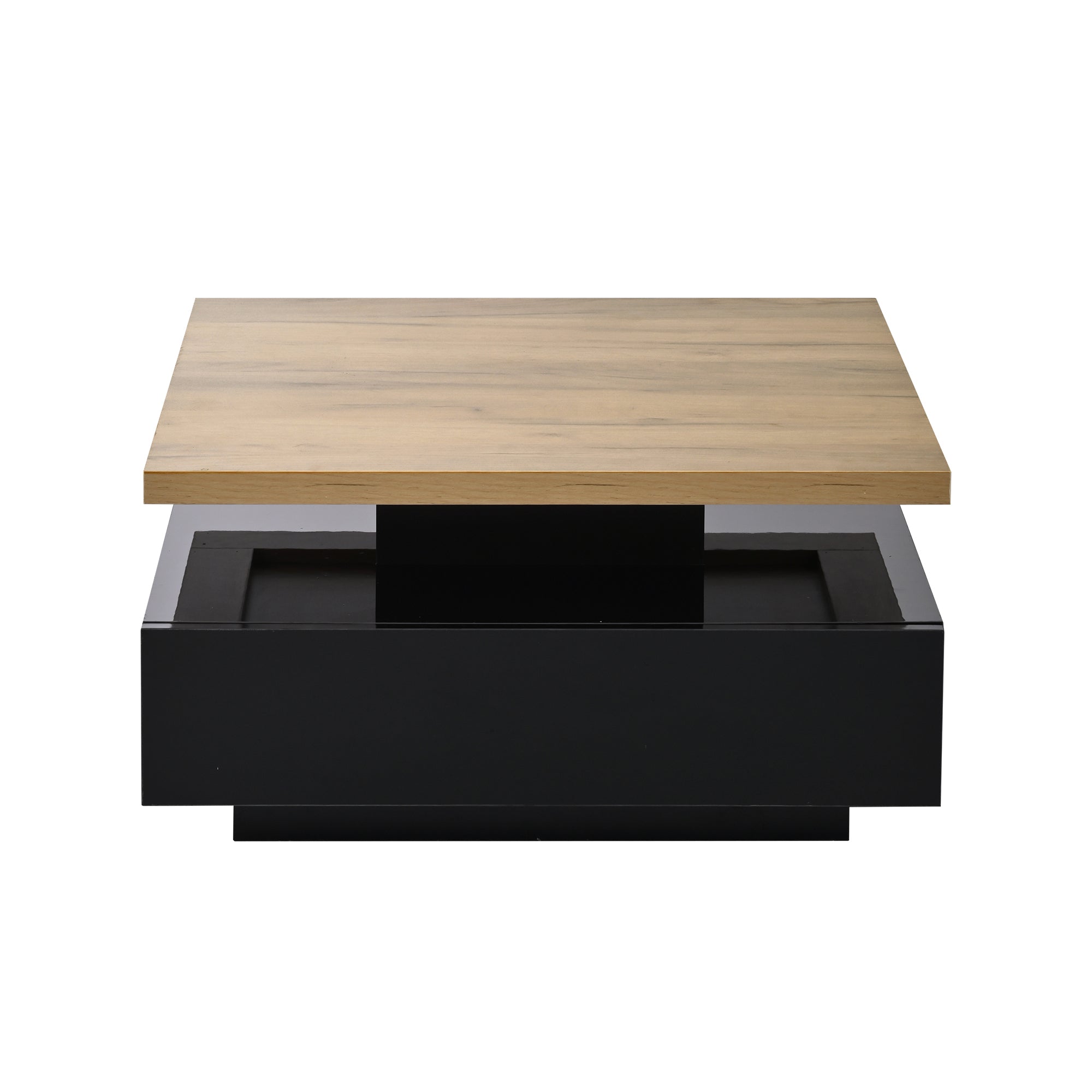 Logidon Vierkante Draaibare Salontafel 70x70 cm Bruin 360 graden