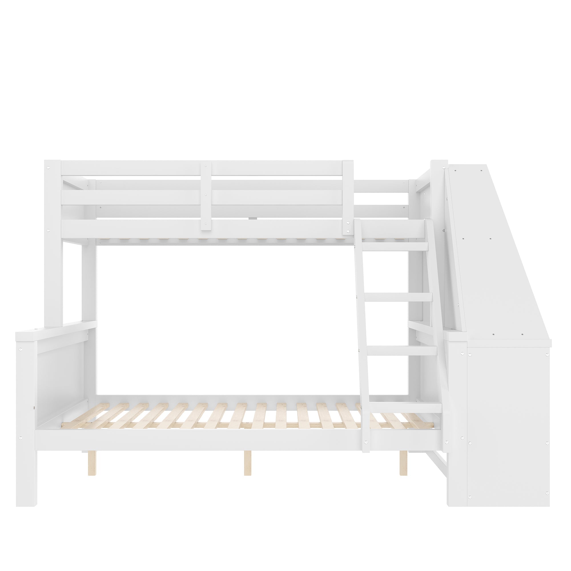 Logidon Bunk Bed 90x200 and 140x200 with Table and Storage Space White