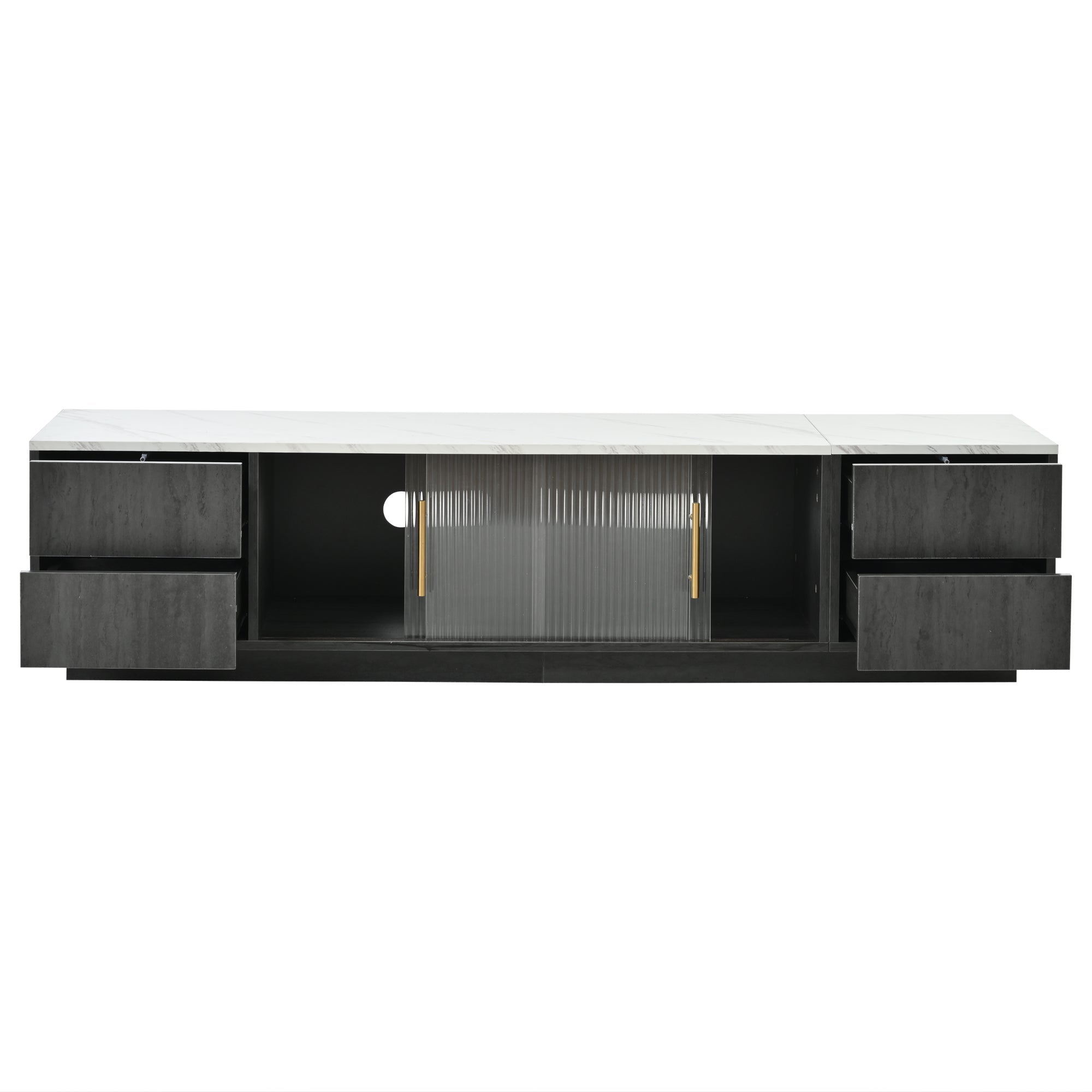 Logidon Deluxe TV-meubel 160 cm grijze marmerlook laden met openklapbare lades