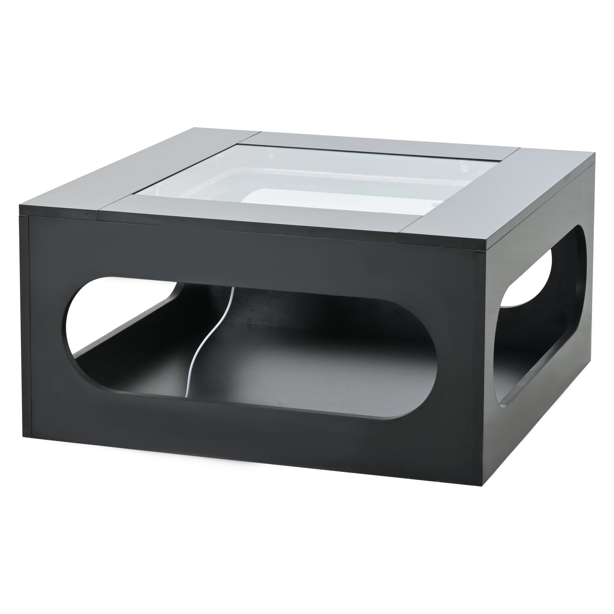 Logidon LED salontafel 70x70 cm vierkant zwart MDF glasblad