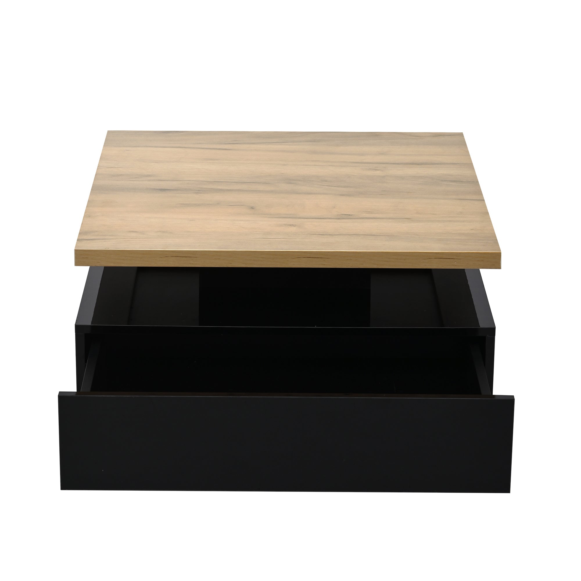 Logidon Vierkante Draaibare Salontafel 70x70 cm Bruin 360 graden