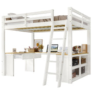 Logidon hoogslaper 140x200 cm wit naturel U-vormige lange tafel 2 lades