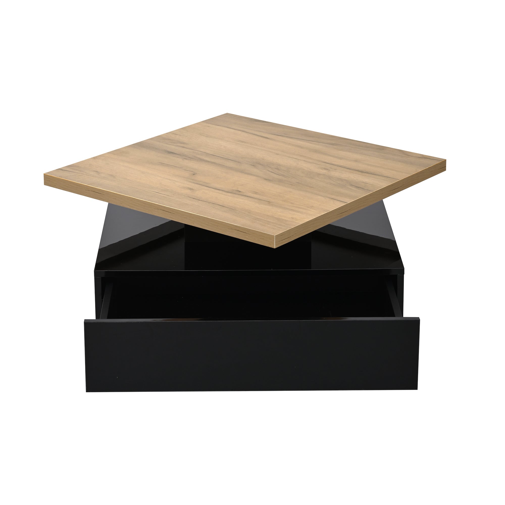 Logidon Vierkante Draaibare Salontafel 70x70 cm Bruin 360 graden