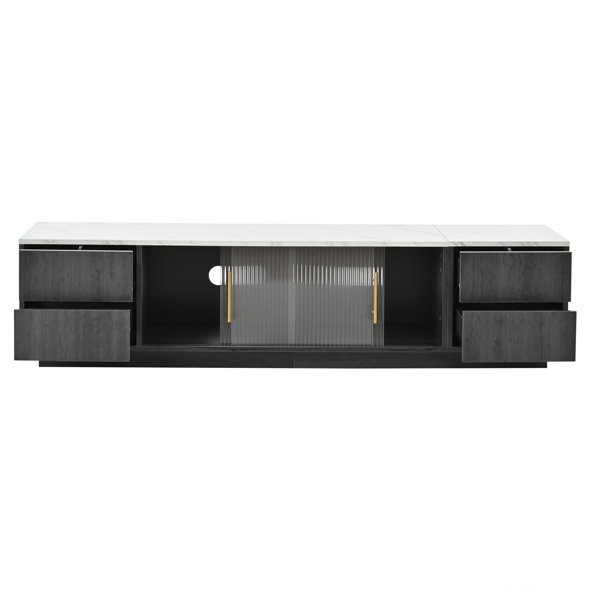 Logidon Deluxe TV-meubel 160 cm grijze marmerlook laden met openklapbare lades