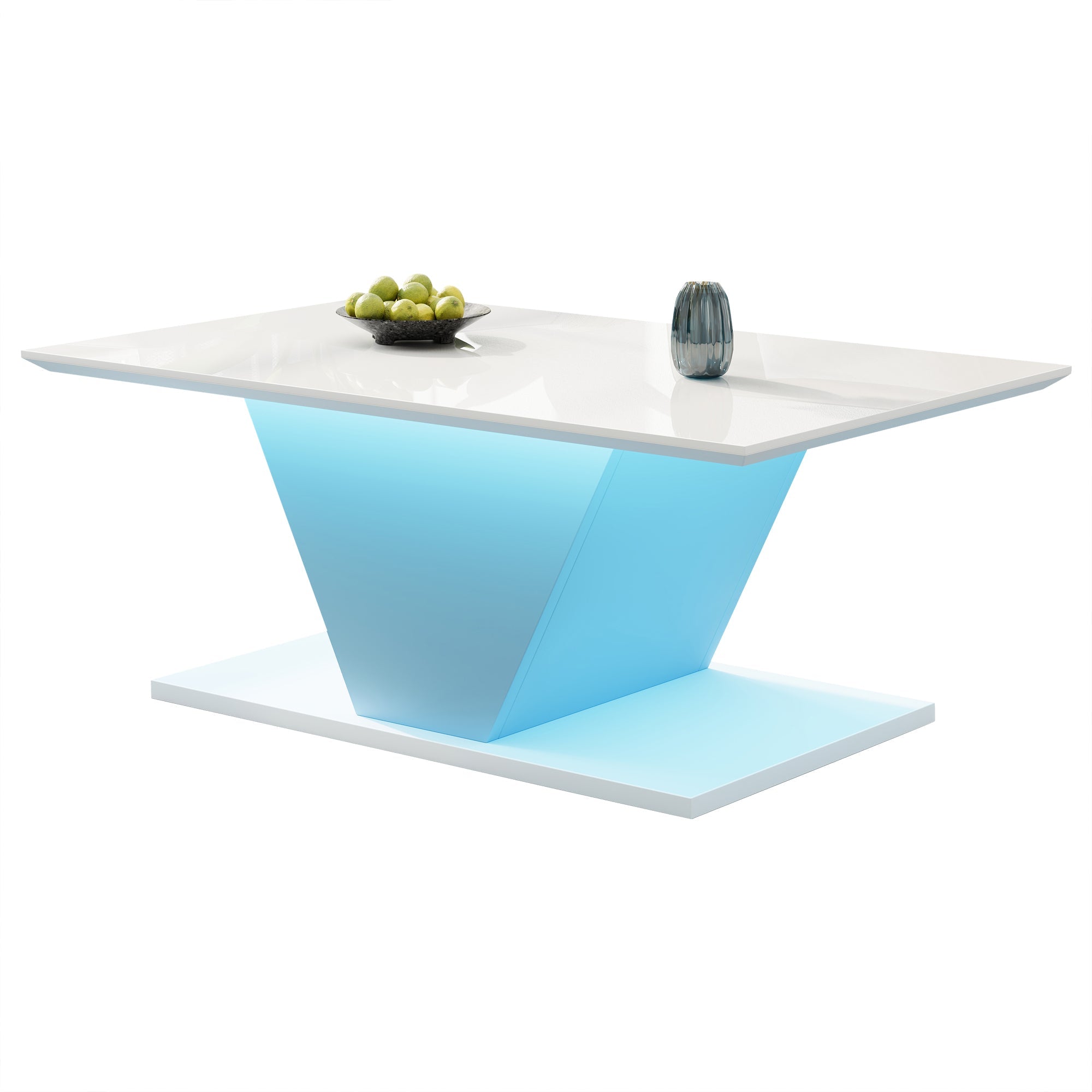 Logidon V-vorm salontafel wit hoogglans LED verlichting 100x50x46 cm