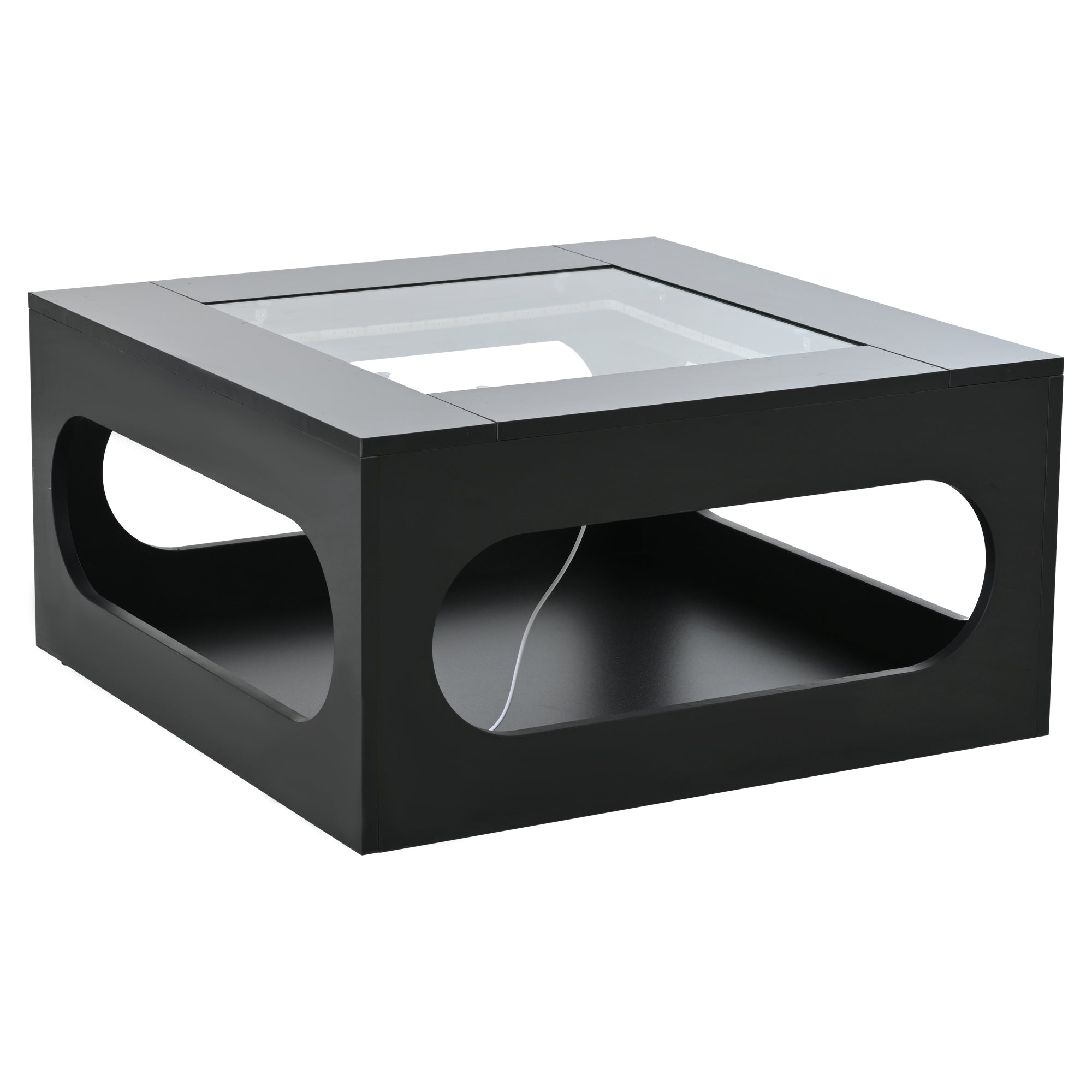 Logidon LED salontafel 70x70 cm vierkant zwart MDF glasblad