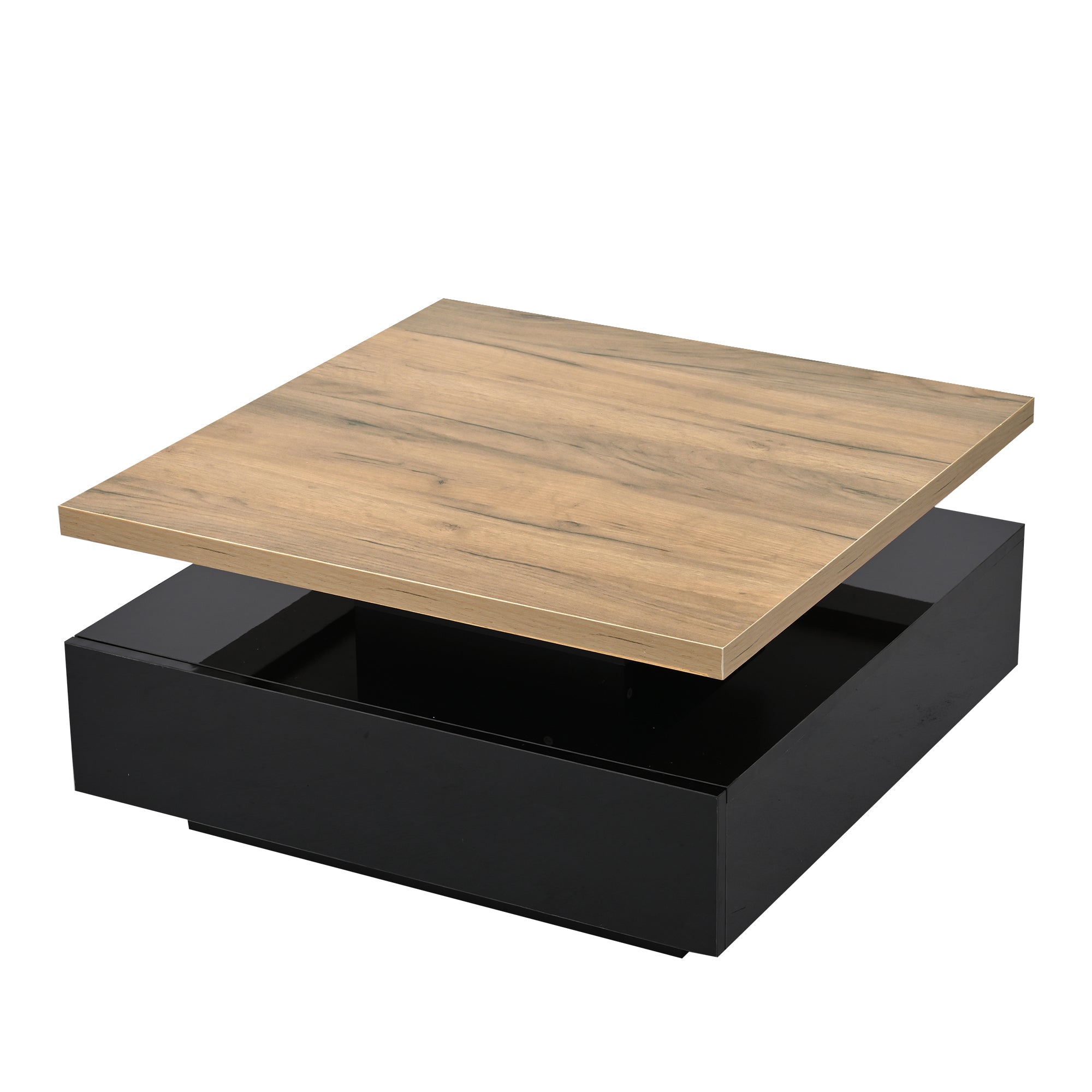Logidon Vierkante Draaibare Salontafel 70x70 cm Bruin 360 graden