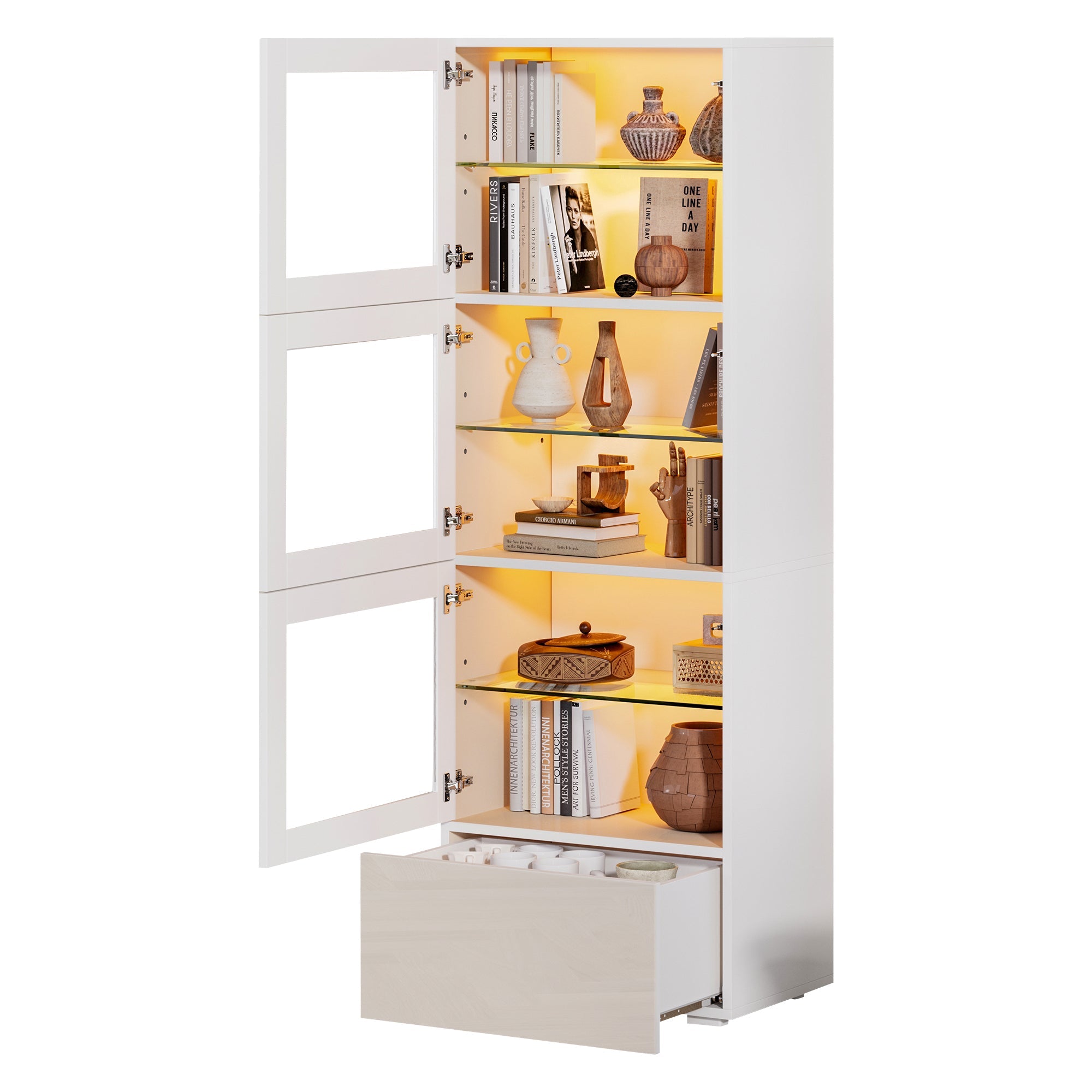 Logidon vitrine 60x40x173 cm wit hoogglans LED verlichting
