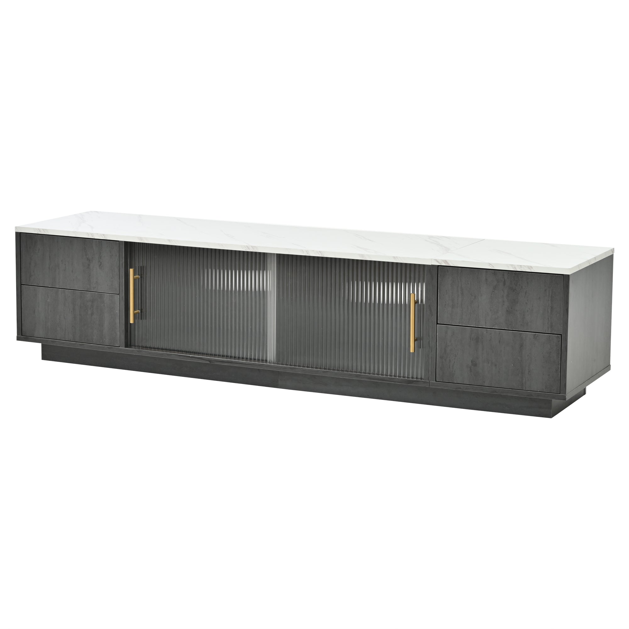 Logidon Deluxe TV-meubel 160 cm grijze marmerlook laden met openklapbare lades