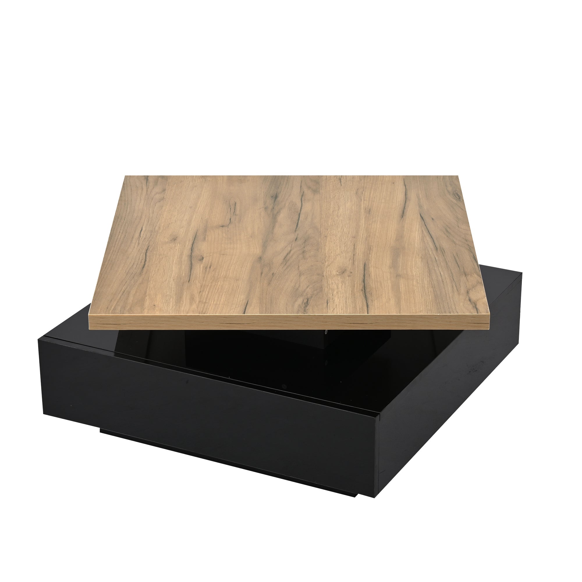 Logidon Vierkante Draaibare Salontafel 70x70 cm Bruin 360 graden