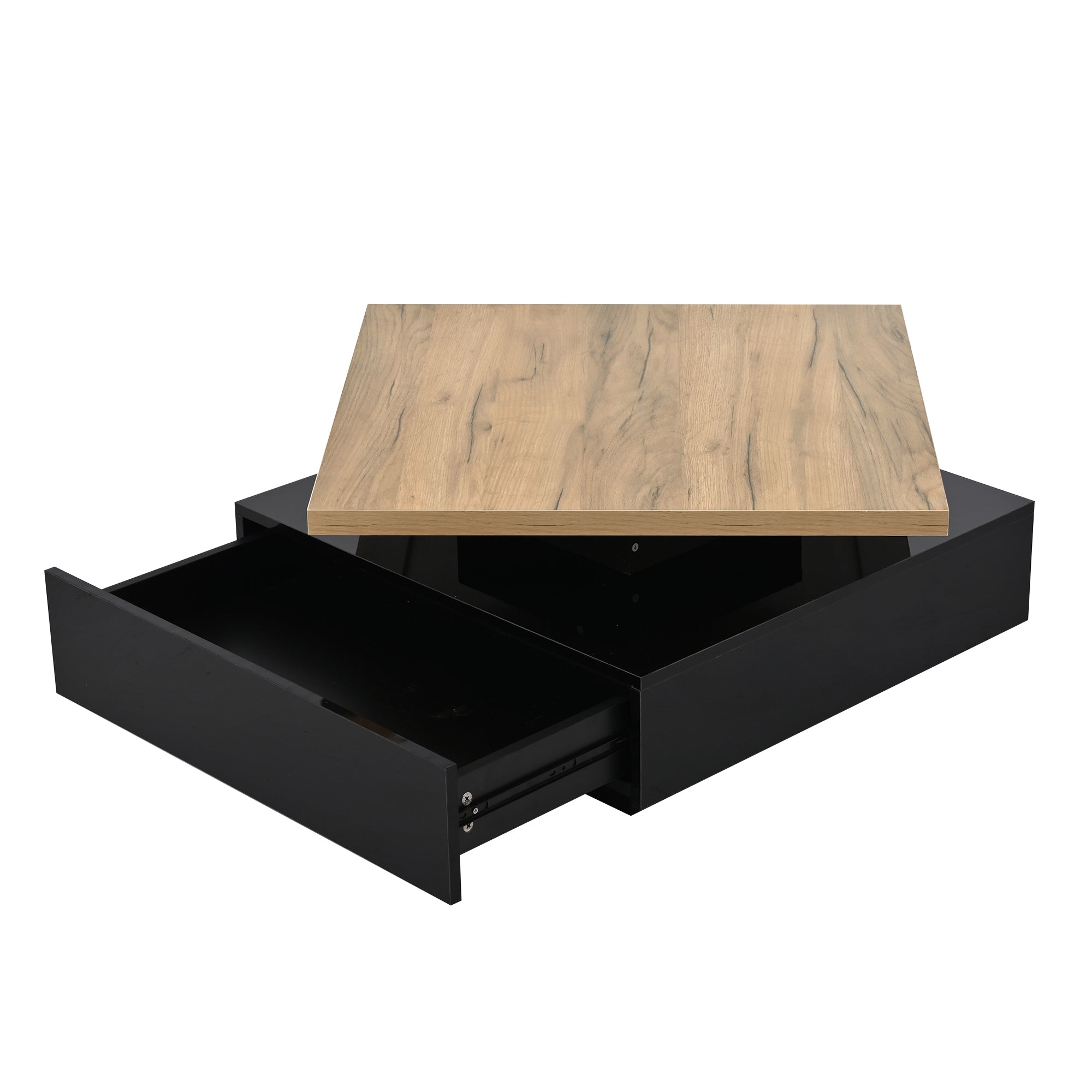 Logidon Vierkante Draaibare Salontafel 70x70 cm Bruin 360 graden