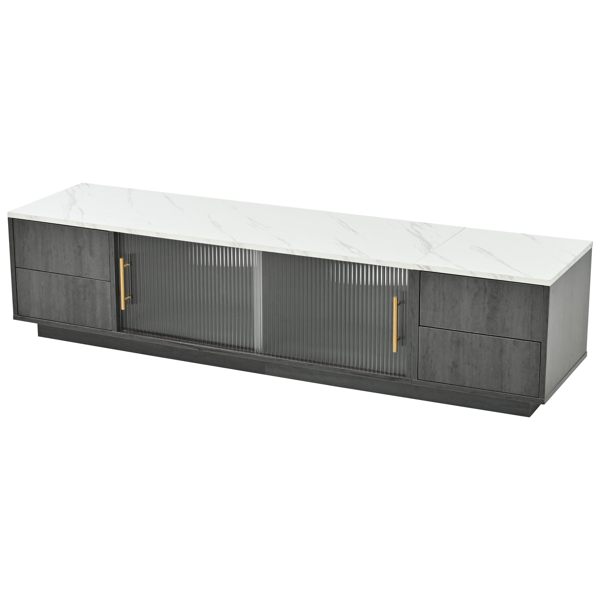 Logidon Deluxe TV-meubel 160 cm grijze marmerlook laden met openklapbare lades