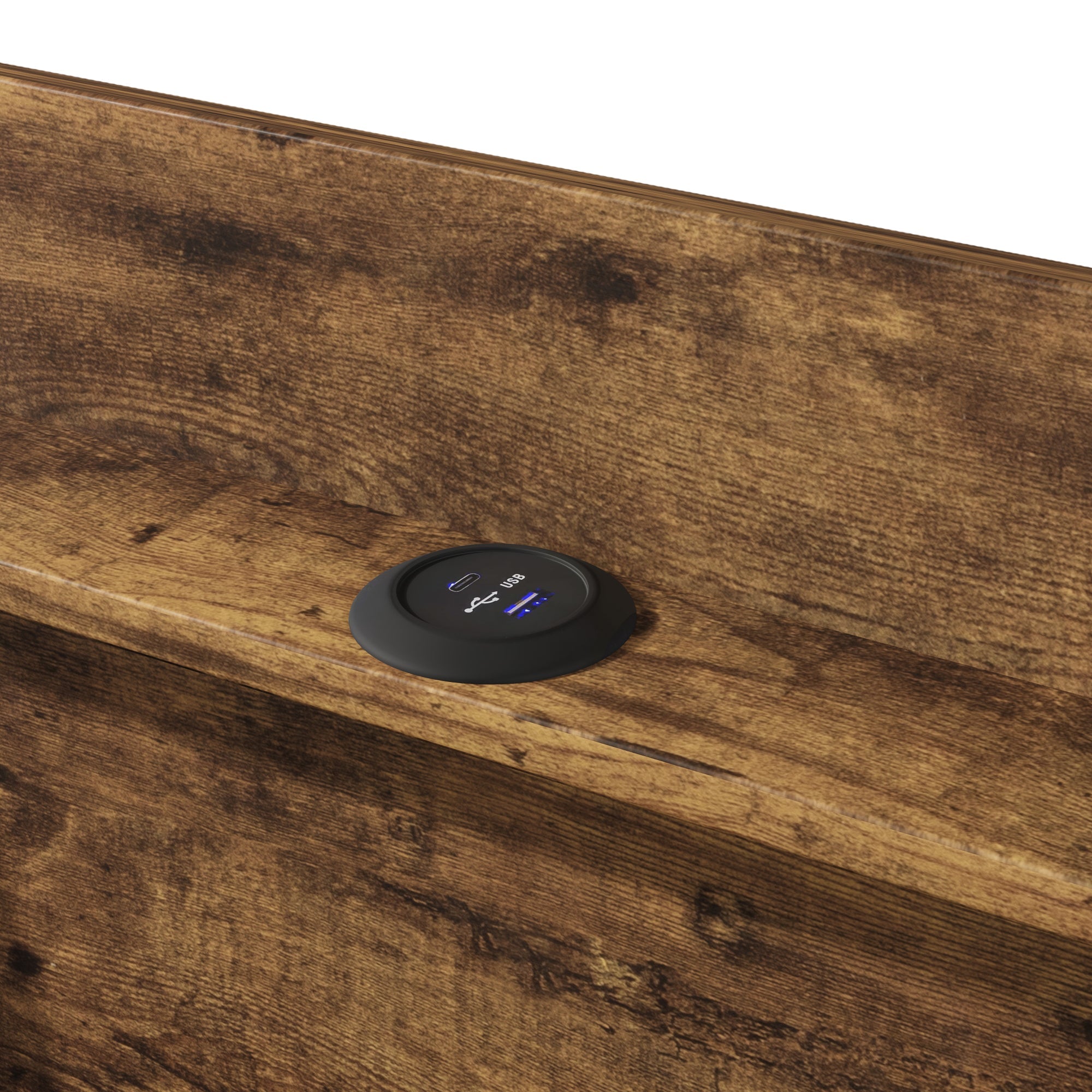 Logidon gestoffeerd bed 90x200 grijs met USB TypeC oplaadfunctie