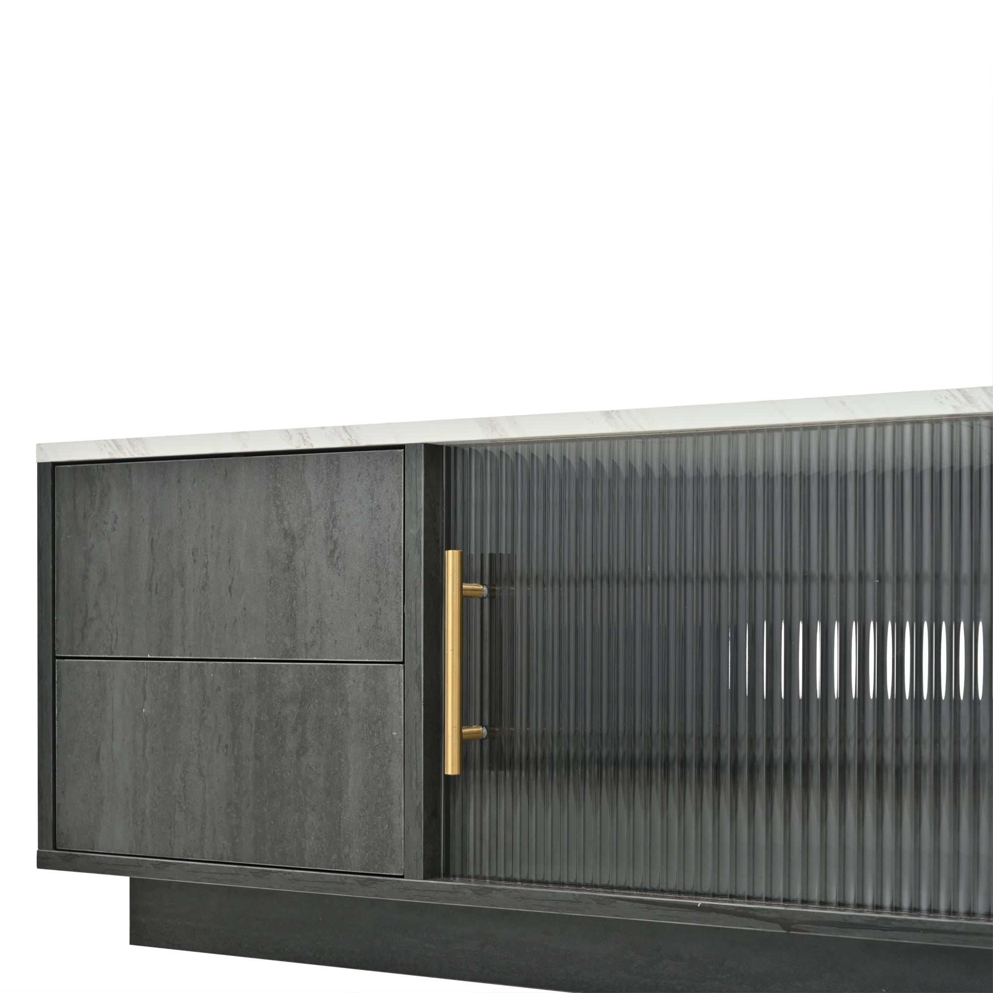Logidon Deluxe TV-meubel 160 cm grijze marmerlook laden met openklapbare lades