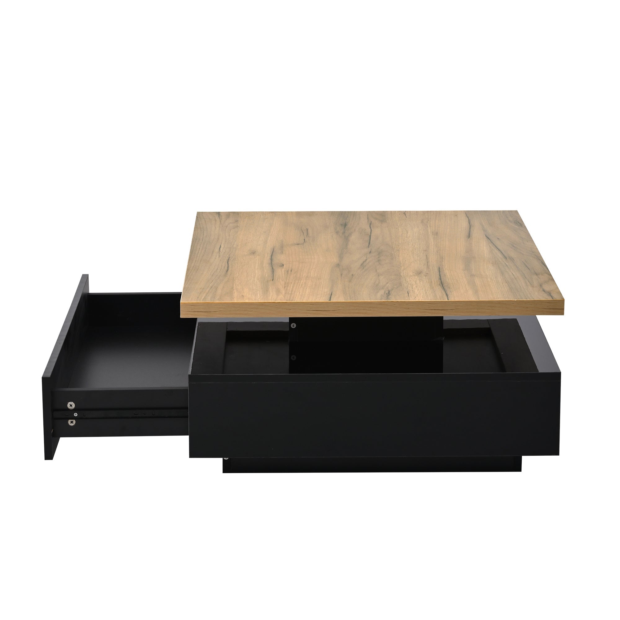 Logidon Vierkante Draaibare Salontafel 70x70 cm Bruin 360 graden
