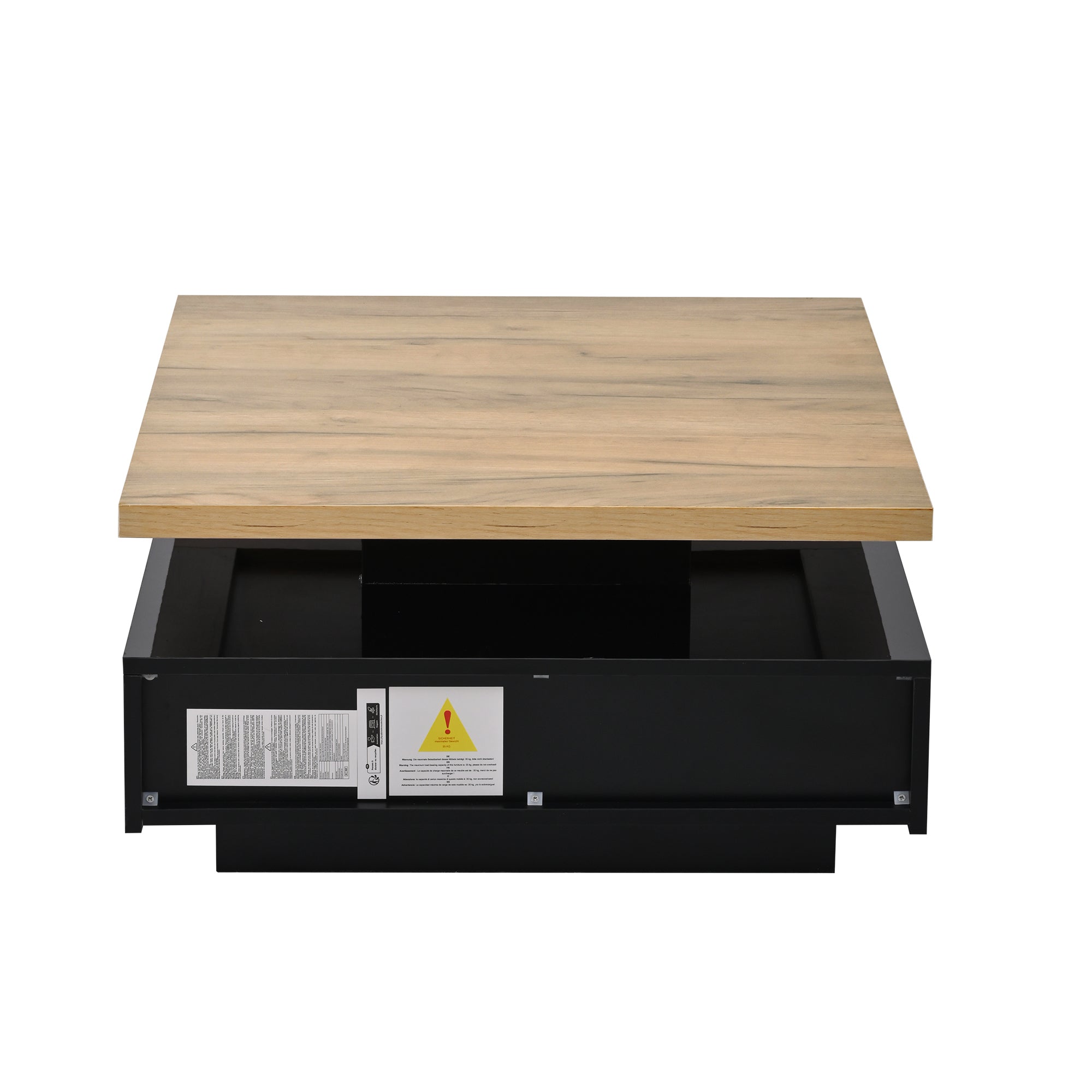 Logidon Vierkante Draaibare Salontafel 70x70 cm Bruin 360 graden